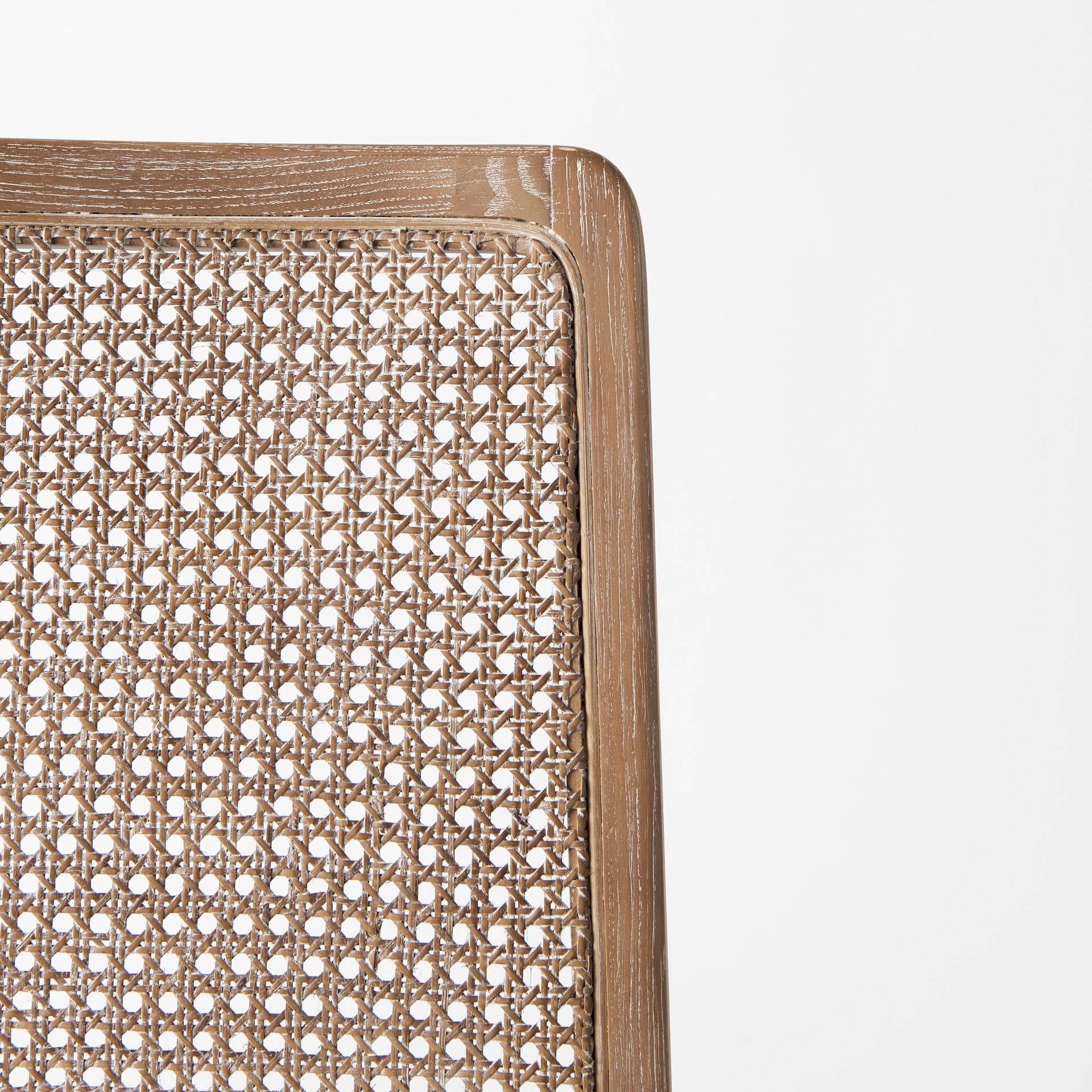 Clara Cane Back Dining Side Chair | Cream Fabric w/ Brown Wood — product photograph