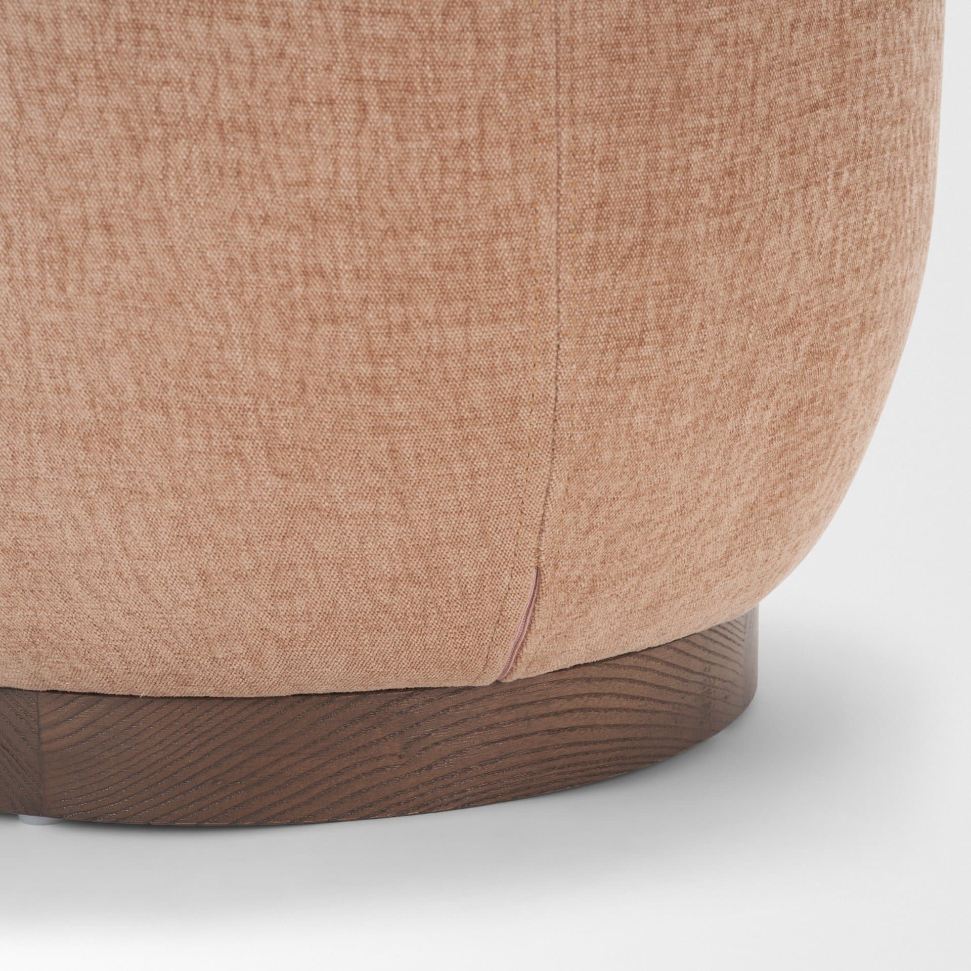 Siren Sienna Fabric w/ Brown Ash Wood Round Accent Stool — product photograph
