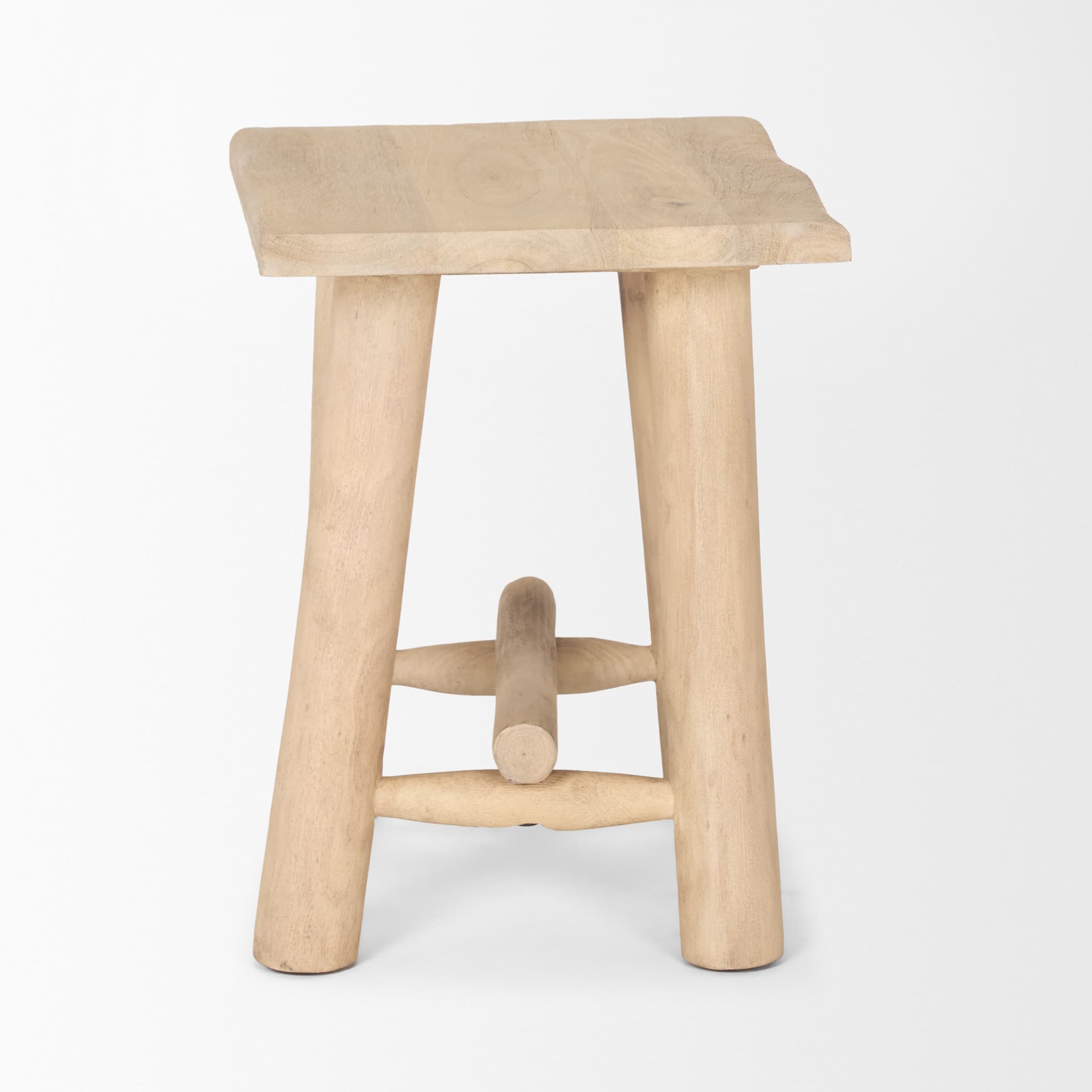 Sekou Light Brown Short Wooden Craftsman Stool — product photograph