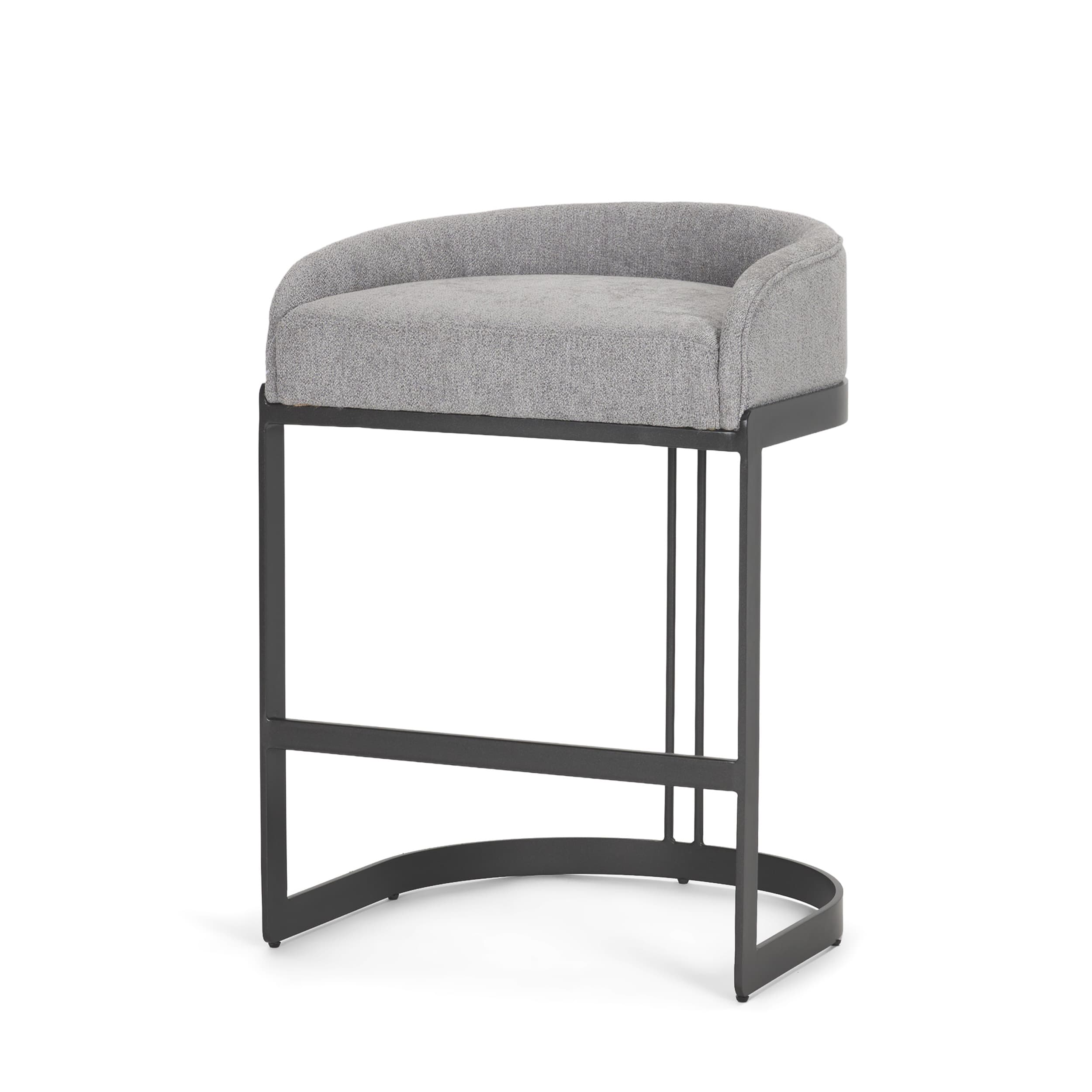 Hollyfield Low Back 28.7in Seat Bar Stool | II Gray Fabric w/ Counter — product photograph