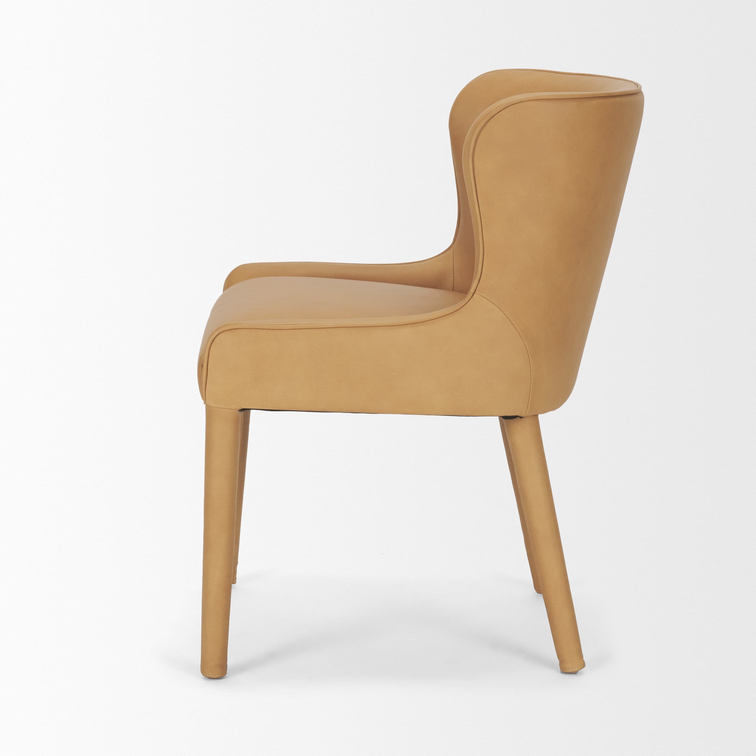 Nolan Wingback Dining Side Chair | Tan Leather w/ Tapered Wood — product photograph