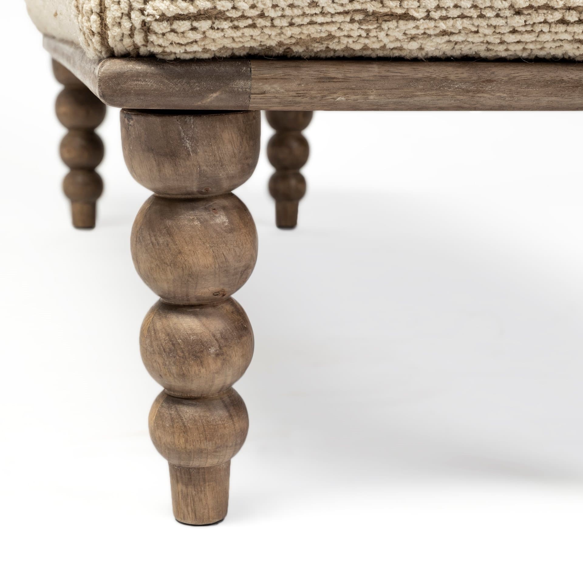 Alder II 55L x 16W Cream Upholstered Seat Wooden Base Accent Bench — product photograph