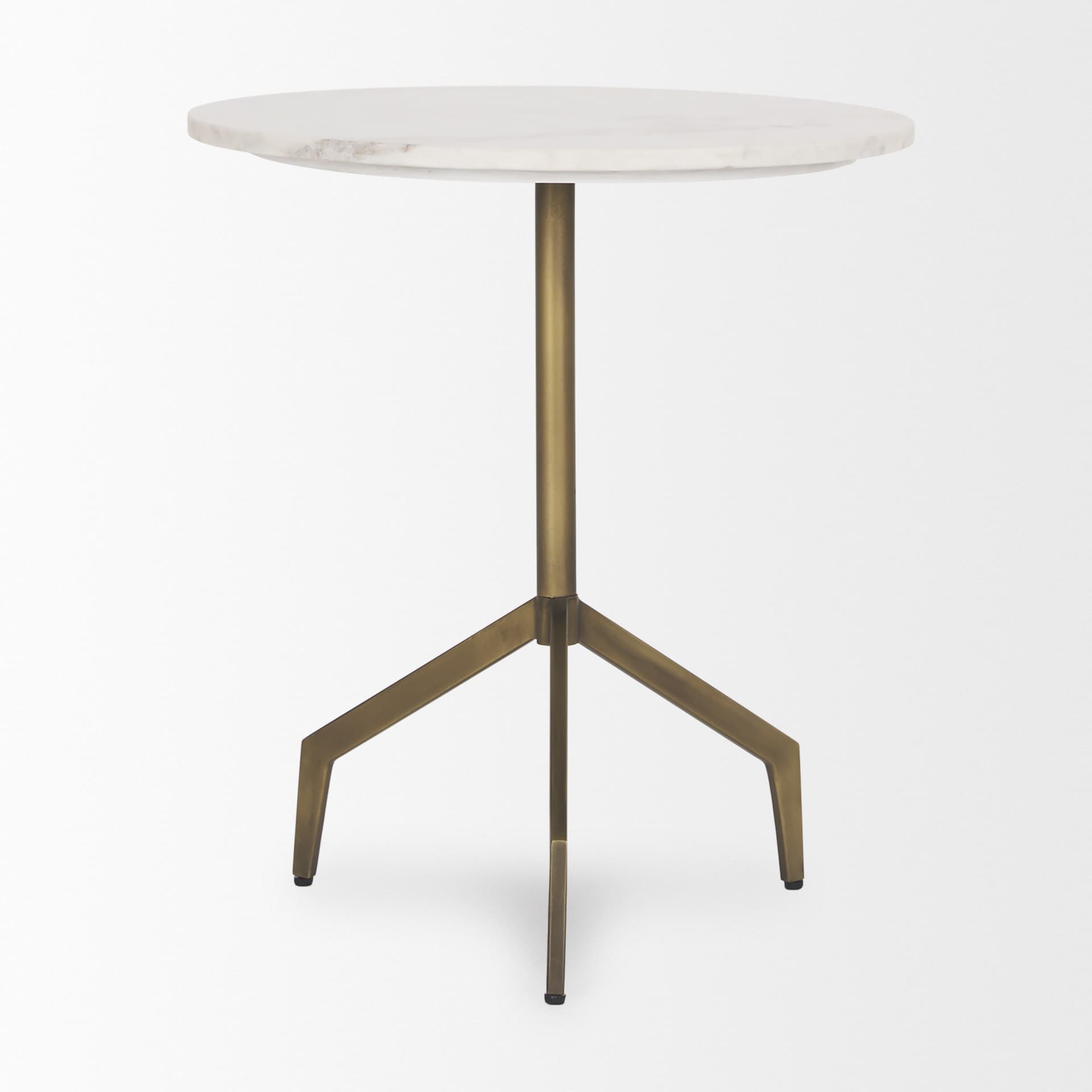 Serre Marble Top 3 Prong Gold Metal Base End Table — product photograph