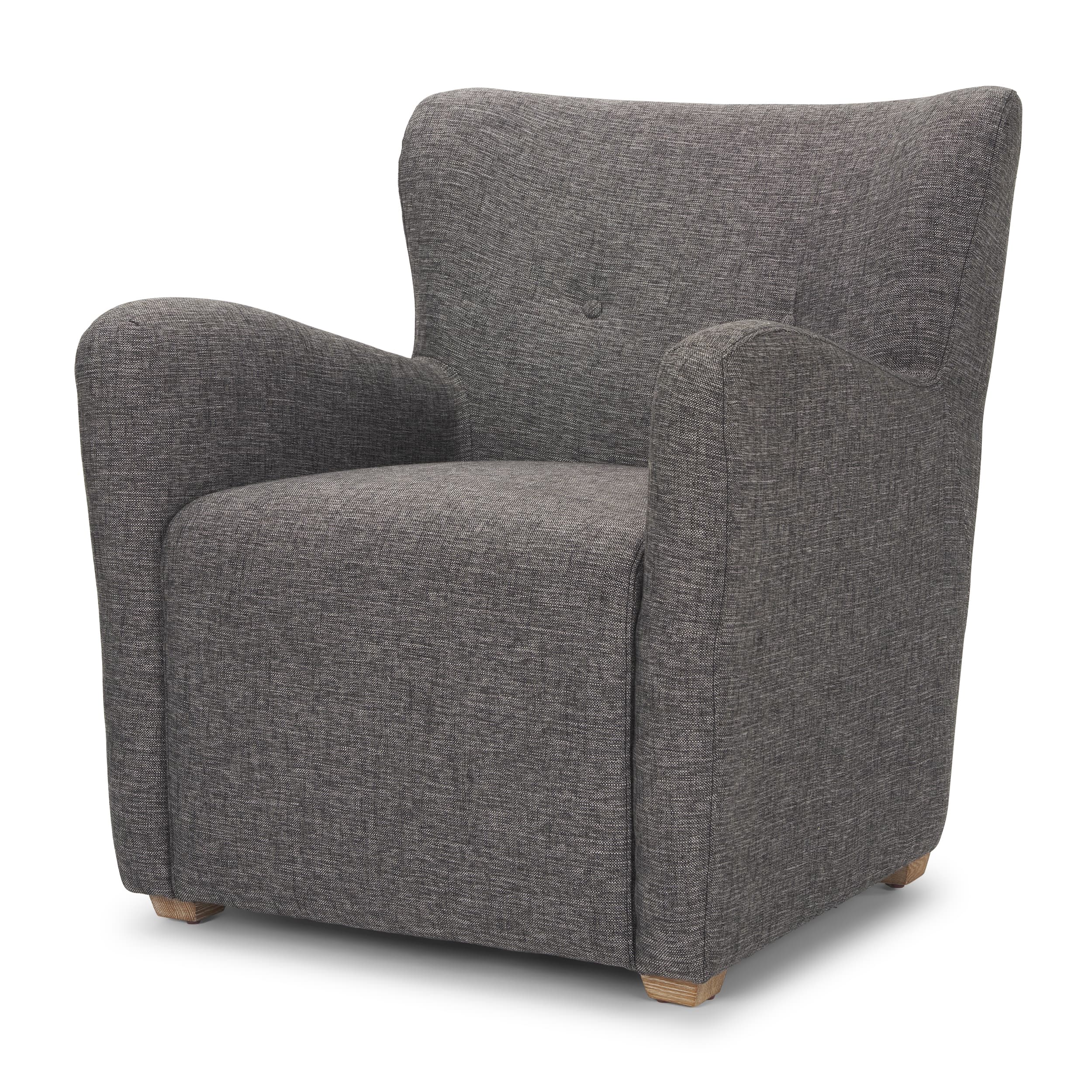 Dunstan Accent Chair Upholstered Gray Twill Fabric and Medium Brown Wood Feet — product photograph