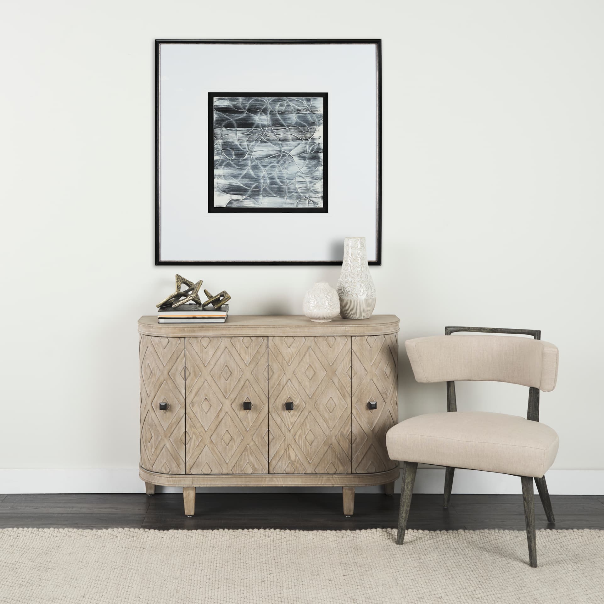 Continuous Strand I by Studio M a handmade Original Framed Artwork under Glass — in a styled room