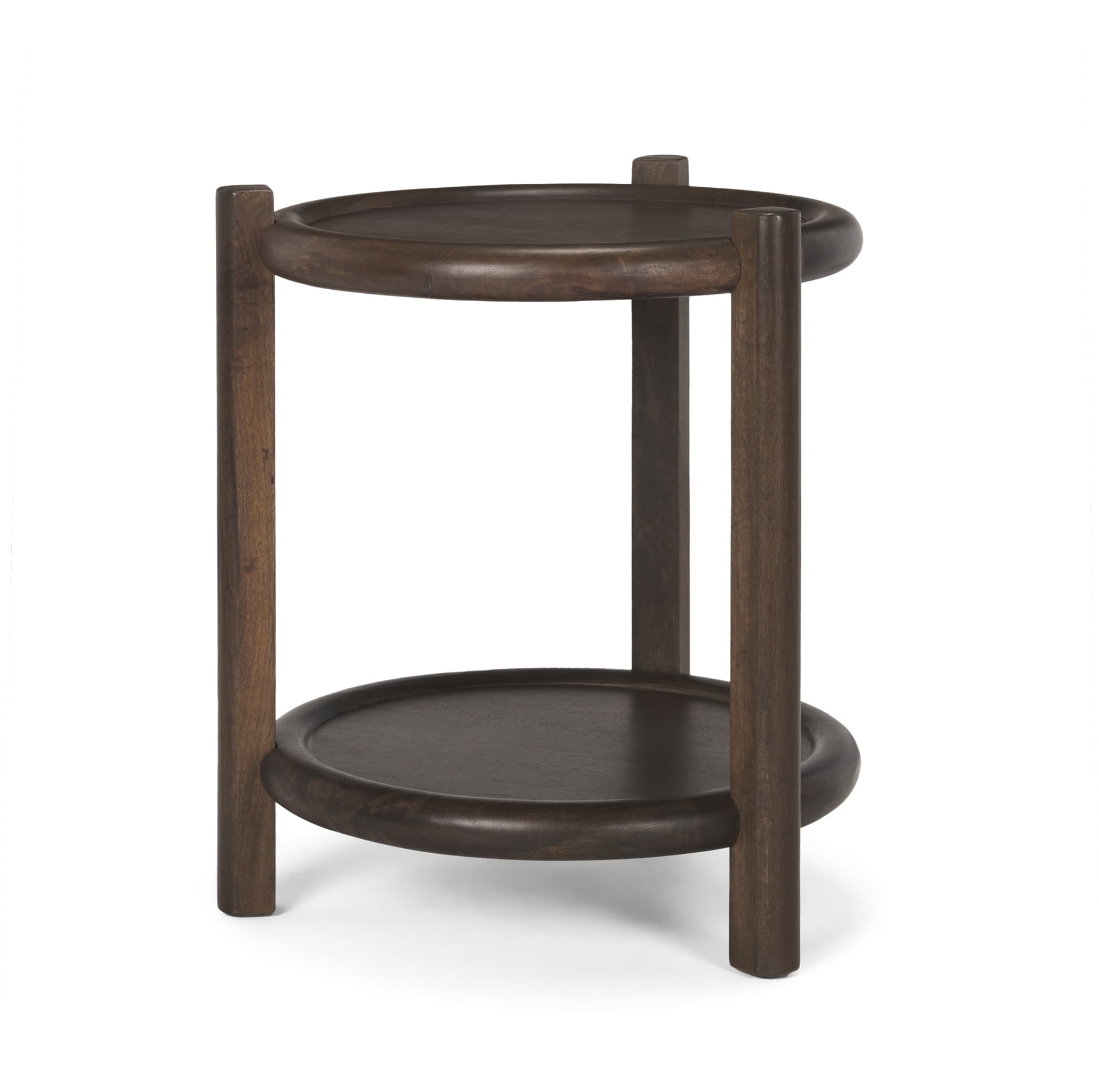 Romi Dark Brown Wood w/ Bottom Shelf Round Accent Table — product photograph