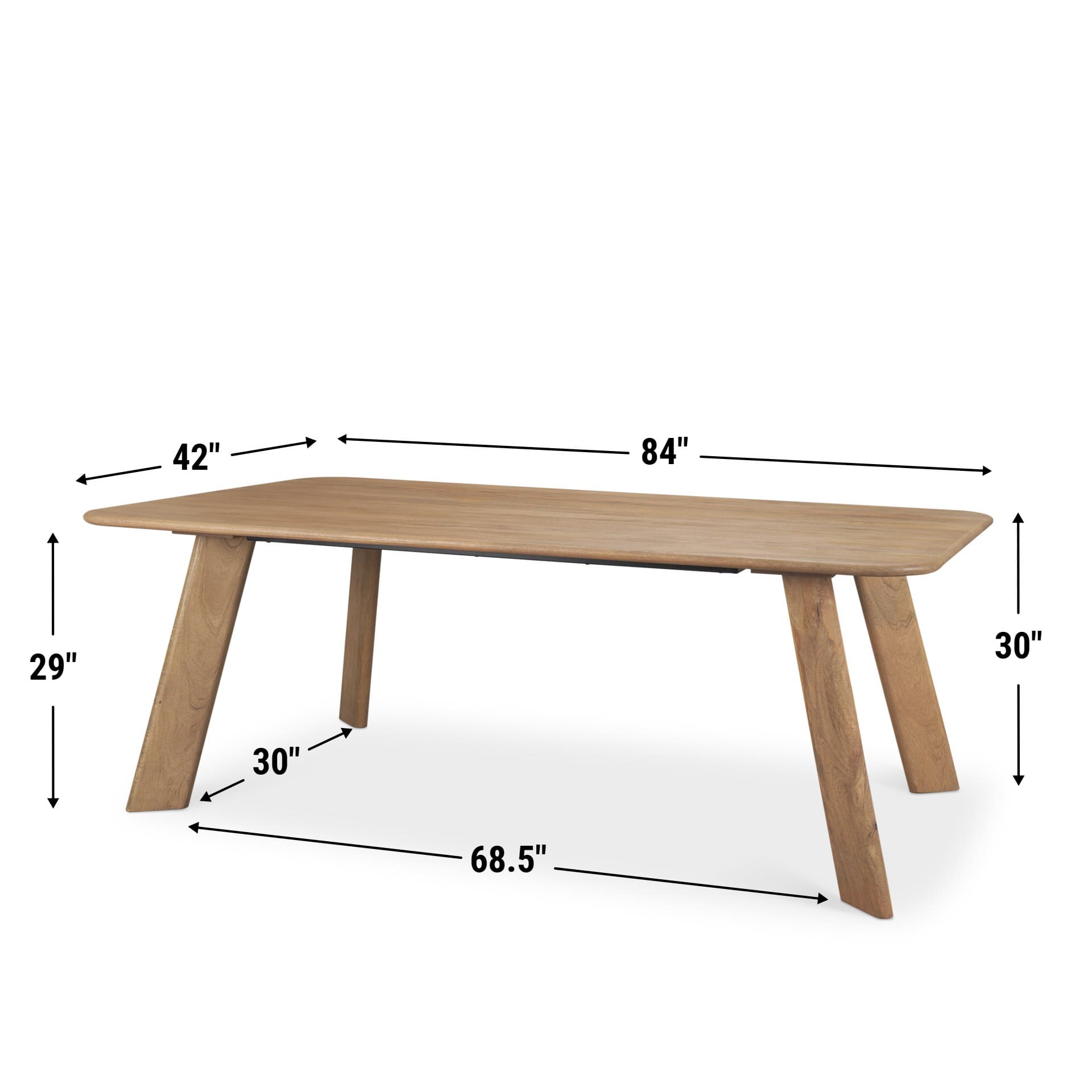 Welborn 84"L x 42"W Rectangular Dining Table | Modern | Light Brown Wood | Seats 8 — product photograph