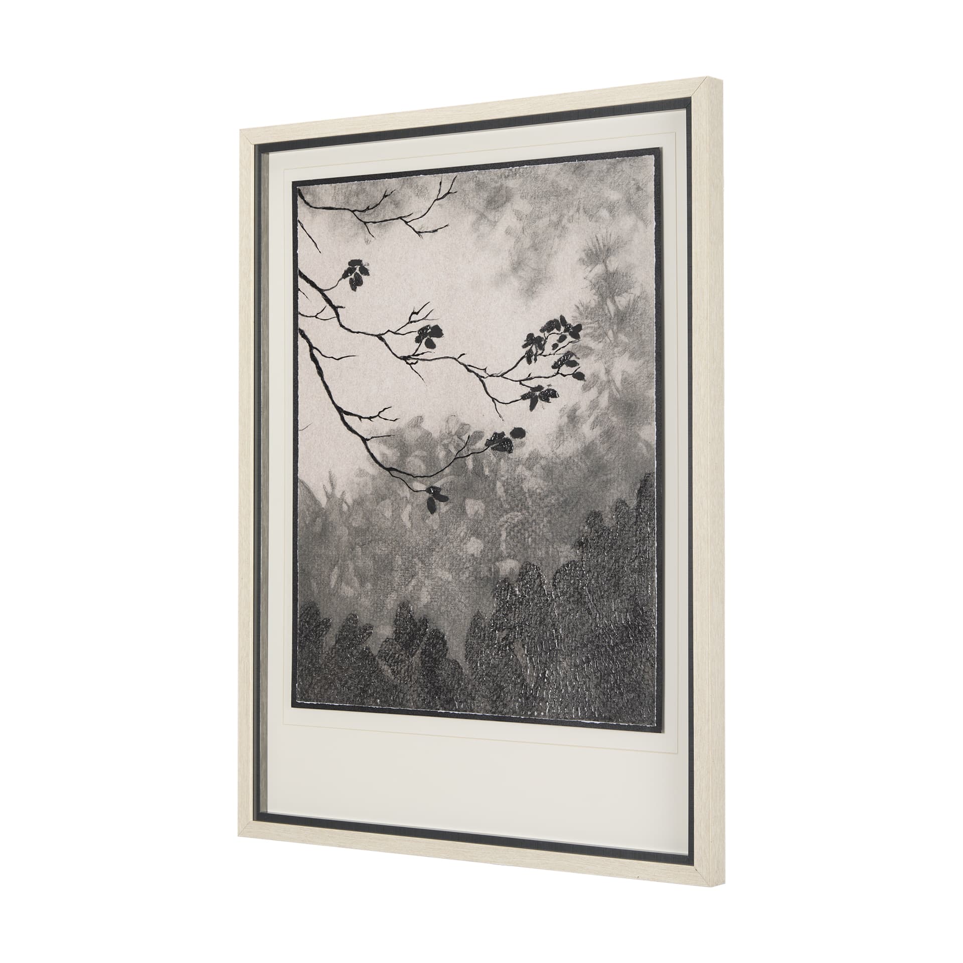 Leafy Shade I by Mercana Studio a Hand Embellished Textured Framed Art Print Matted under Glass — product photograph
