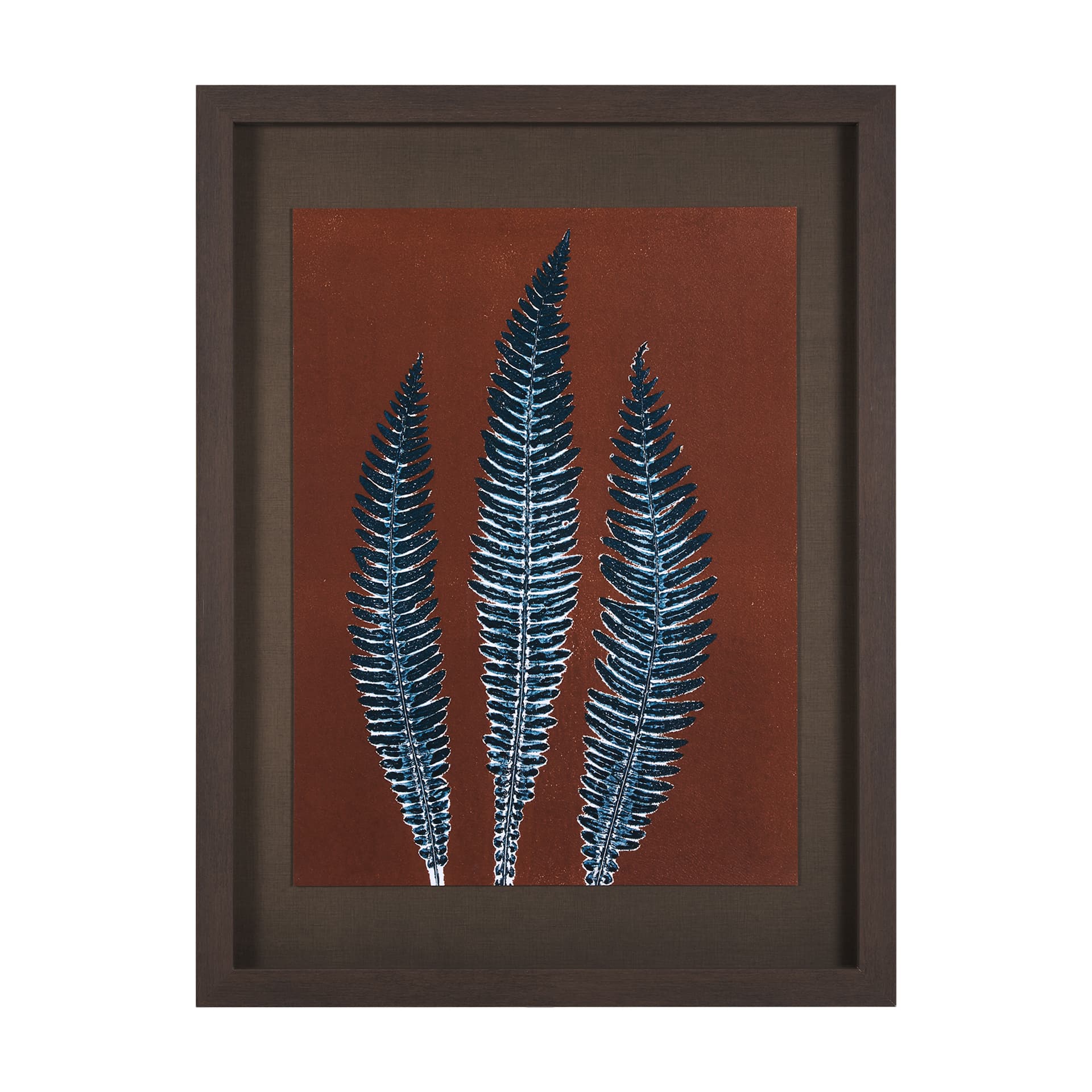 Nutmeg Fern 4 by Mary Margaret Briggs Hand Embellished Textured Framed Art Print Matted under Glass — product photograph