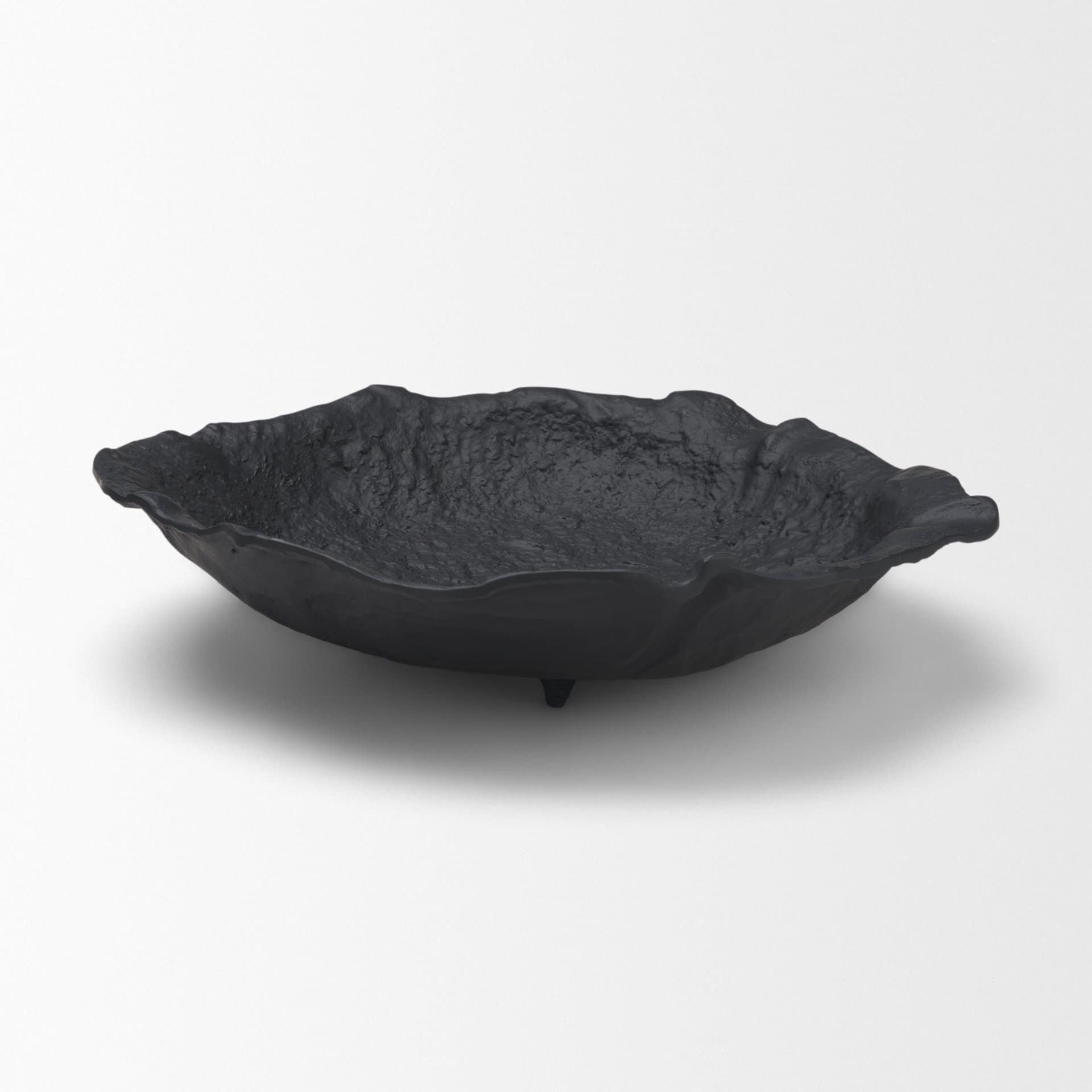 Verdant Large Matte Black Metal Decorative Centerpiece Bowl — product photograph