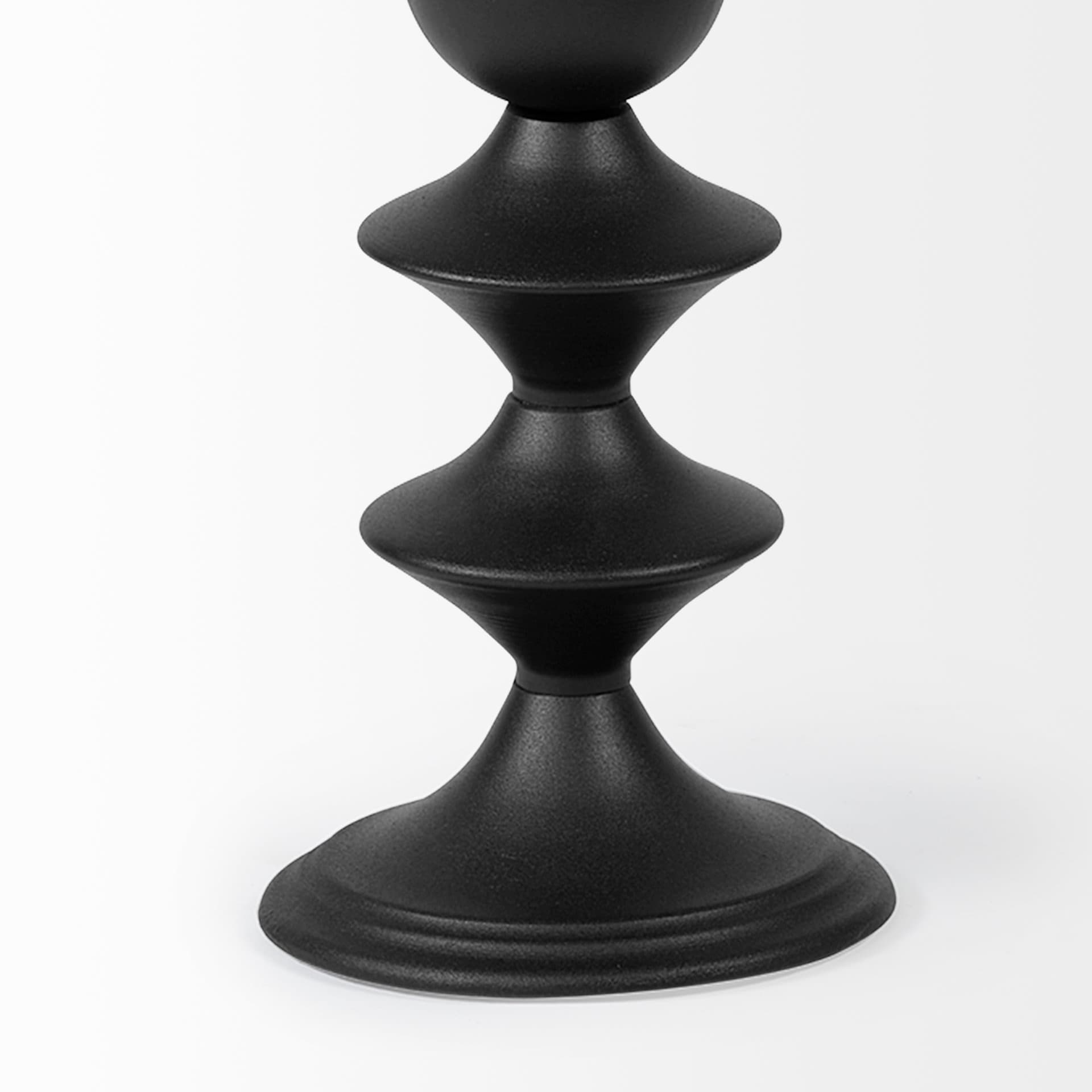 Candelero I Small Black Metal Grooved Table Candle Holder — product photograph