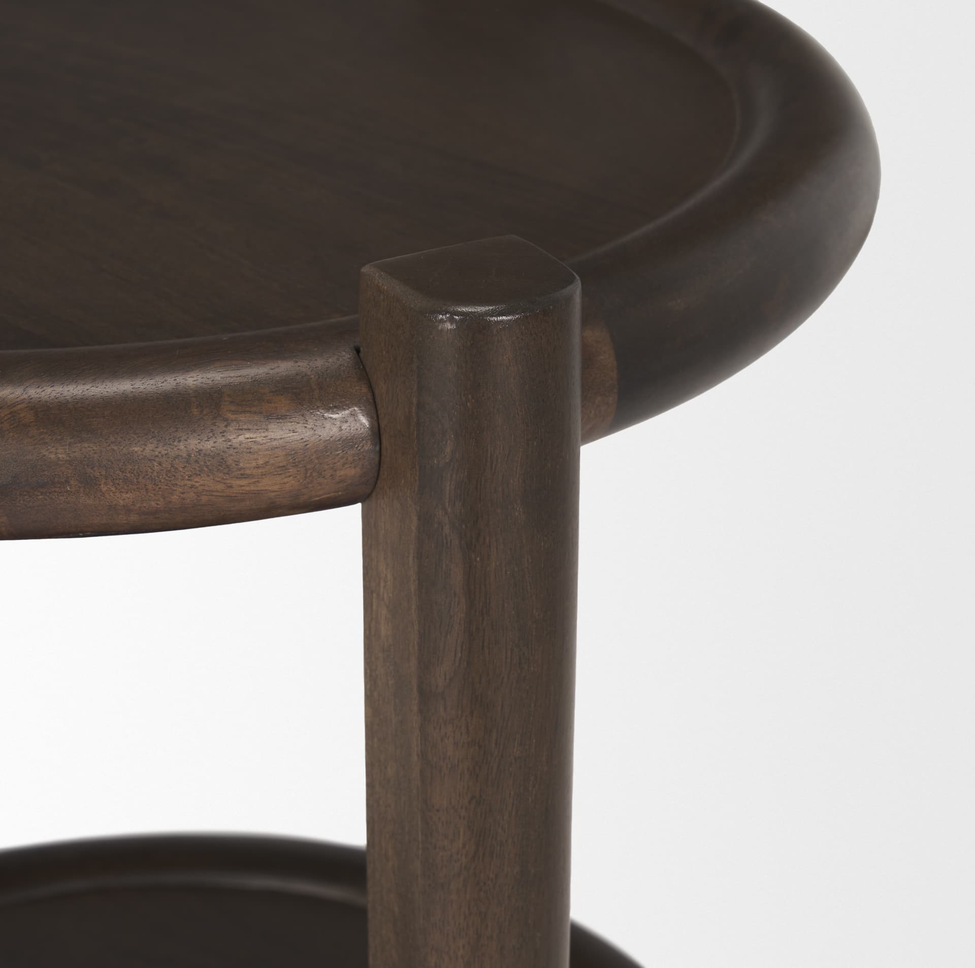 Romi Dark Brown Wood w/ Bottom Shelf Round Accent Table — product photograph