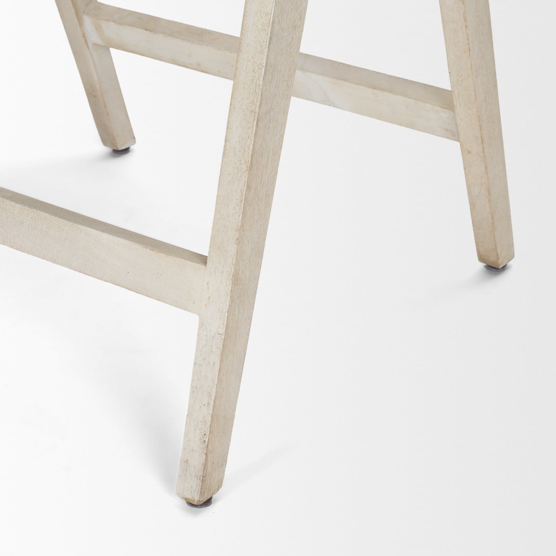 Tabitha Low Back 26.75in Seat Counter Stool | Beige Fabric w/ Wood — product photograph