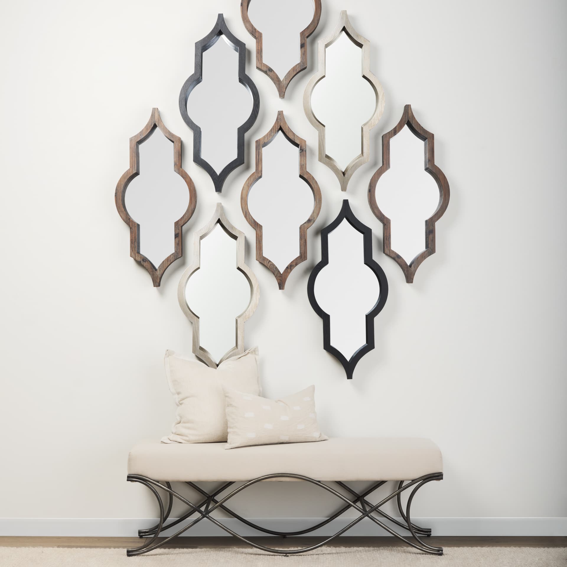 Tamanar 15x34 Champagne Wood Frame Mirror — in a styled room