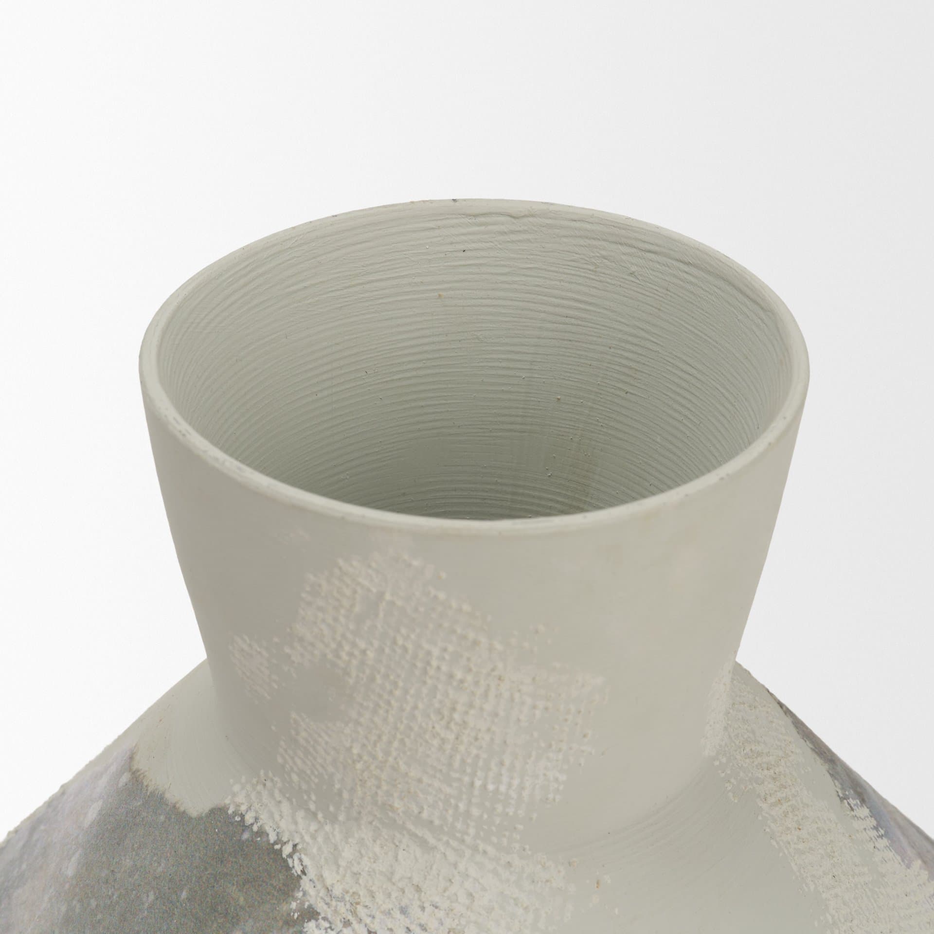 Velo 8.1H White w/Green Hand-Painted Terracotta Decorative Vase — product photograph
