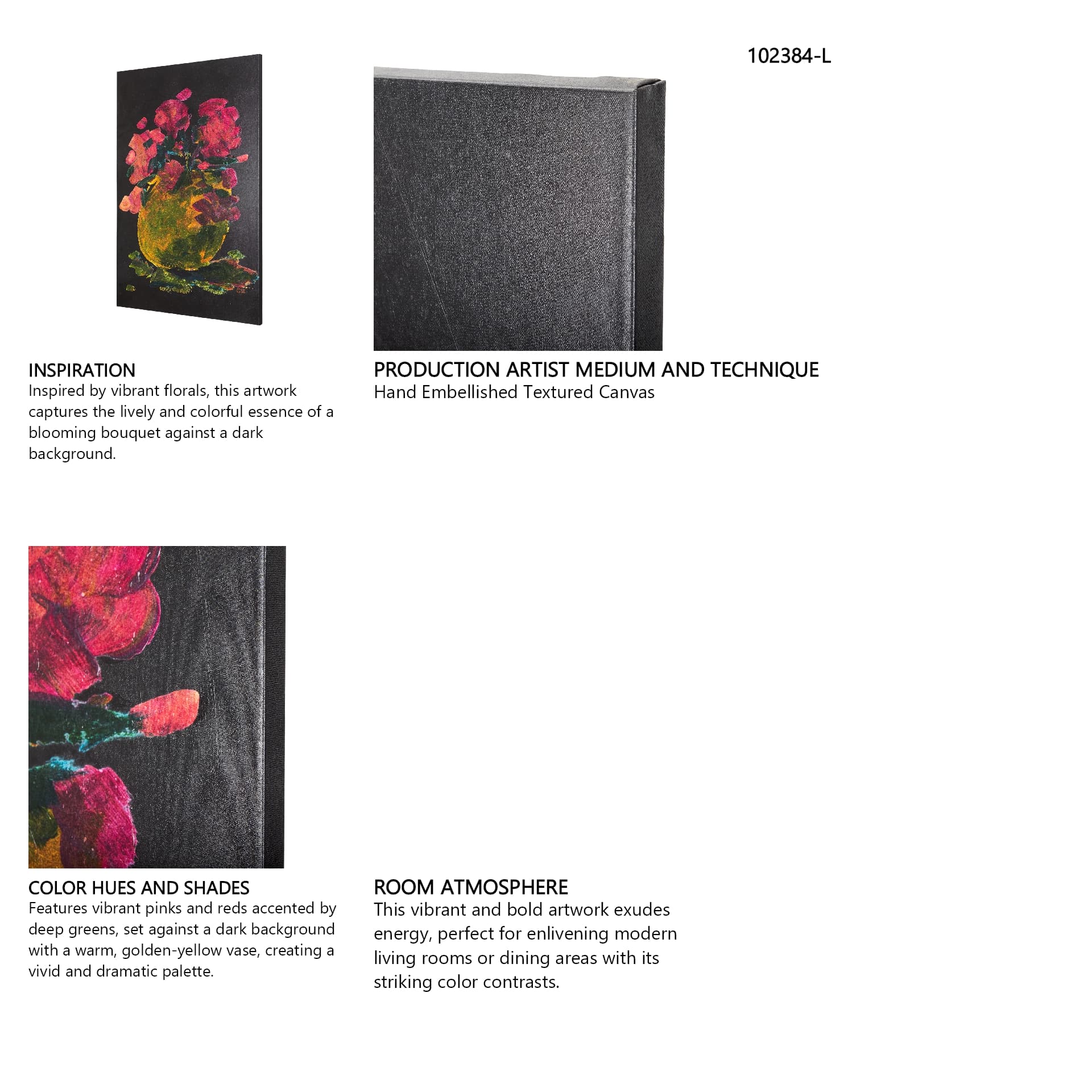 Midnight Flower II by Mercana Studio a Hand Embellished Textured Canvas — in a styled room