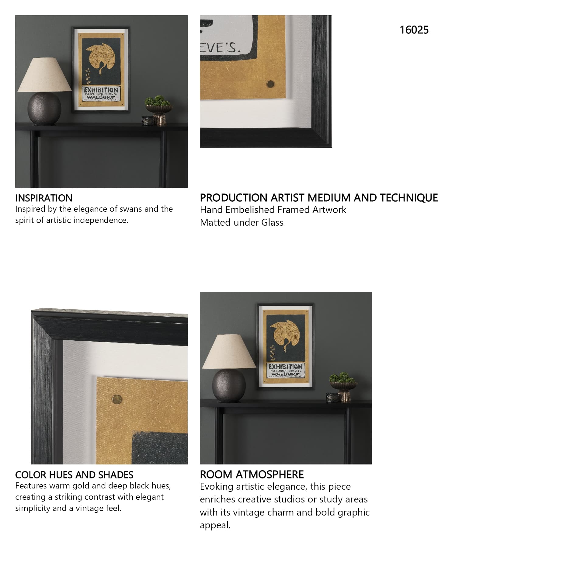 Ephemera Exhibition by The Vintage Collection Hand Embelished Text Framed Artwork Matted under Glass — in a styled room