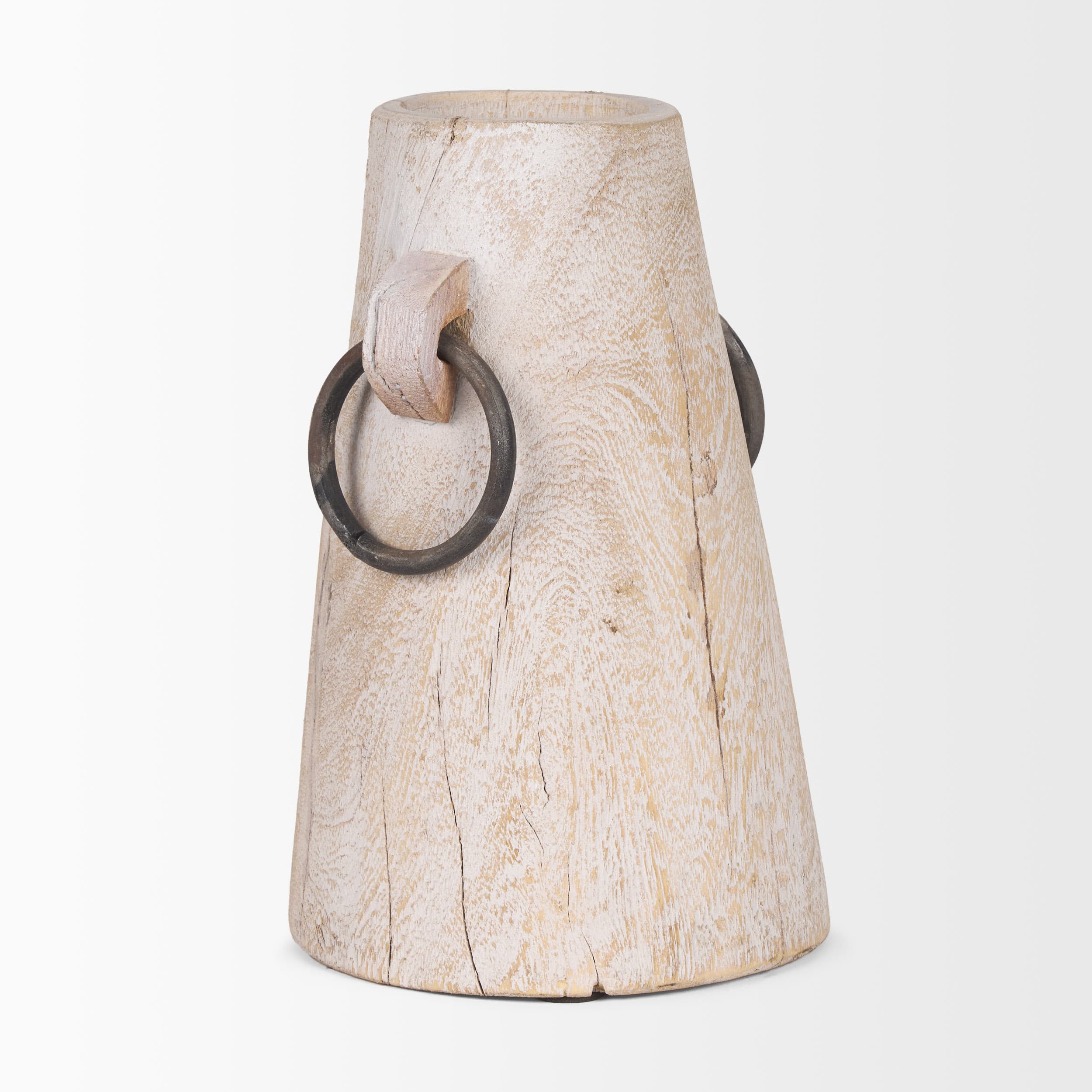Monique Large Light Brown w/ Handles Wood Pot — product photograph