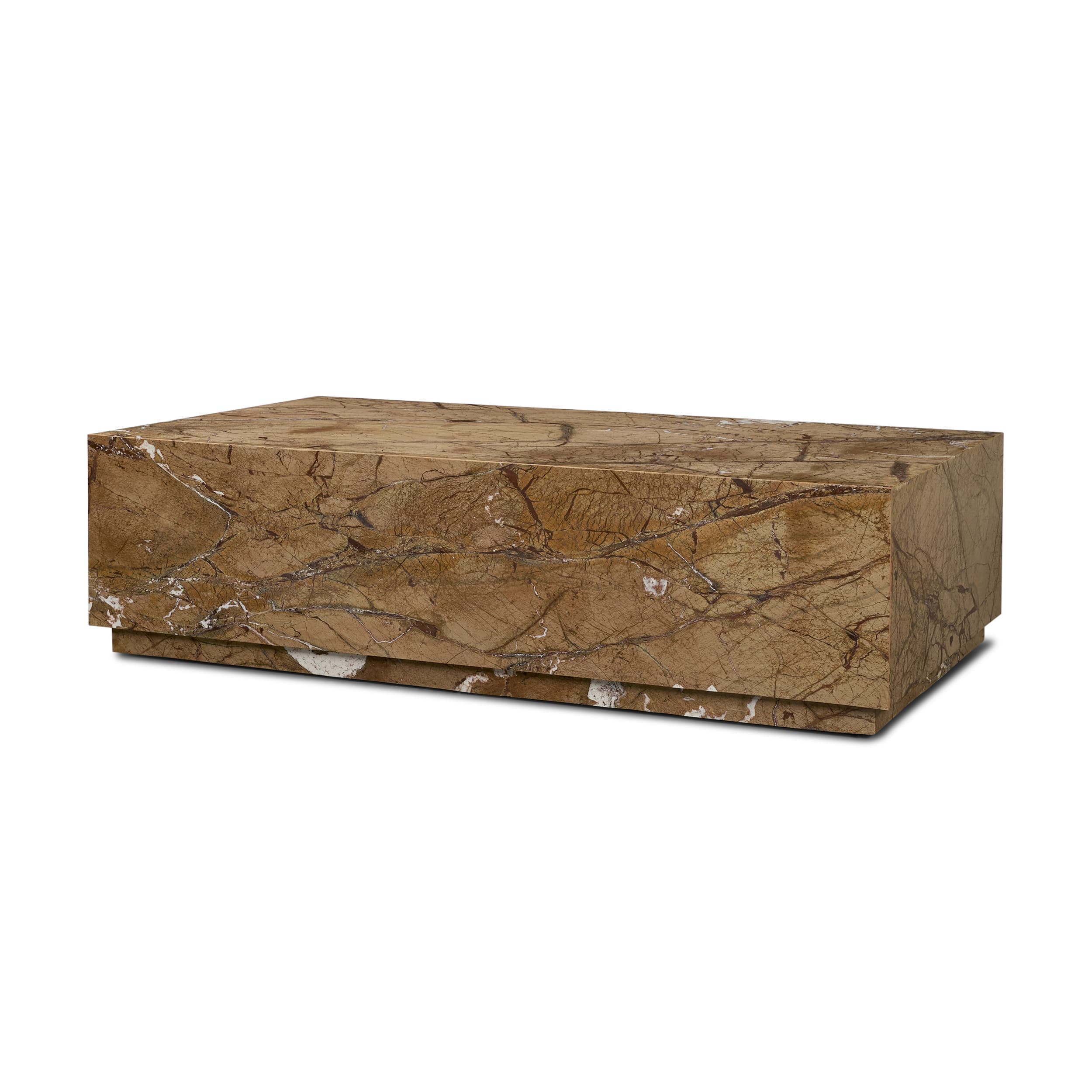 Matteo Solid Rainforest Rust Marble Rectangular Coffee Table — product photograph