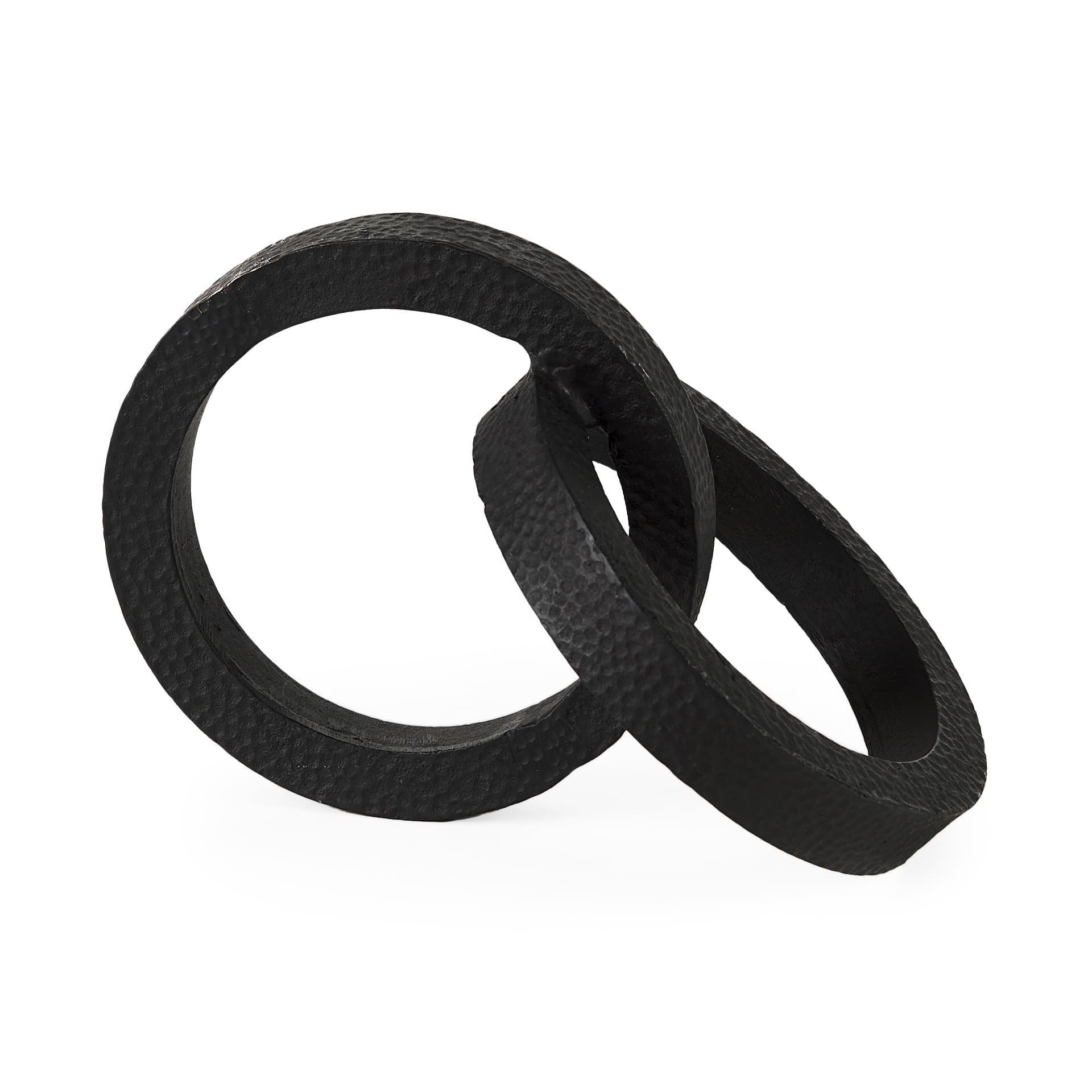 Rafiki Two Blackened Hammered Finish Metal Conjoined Circles — product photograph