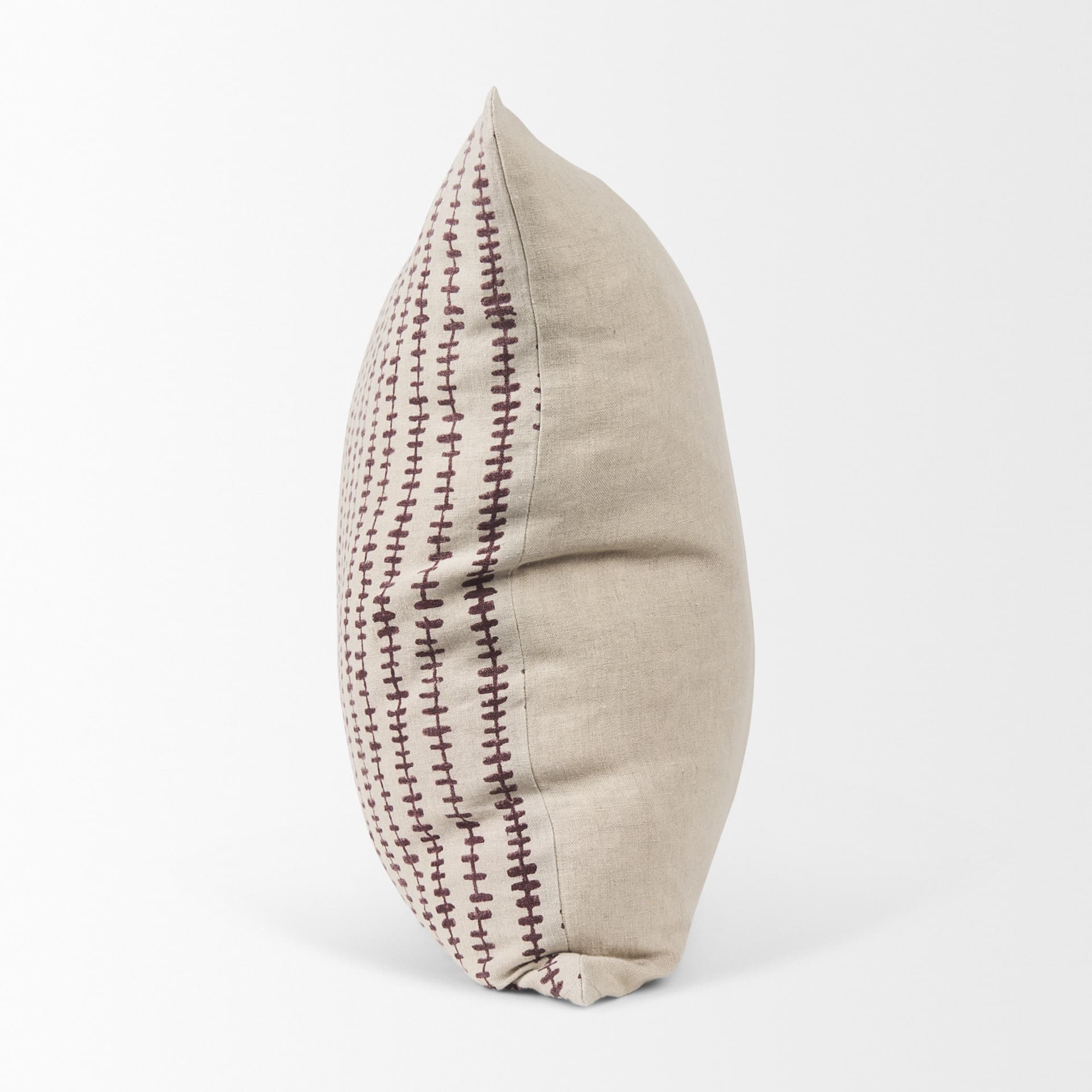 Jenna 22x22 Beige w/ Merlot Print Linen Square Decorative Pillow Cover — product photograph