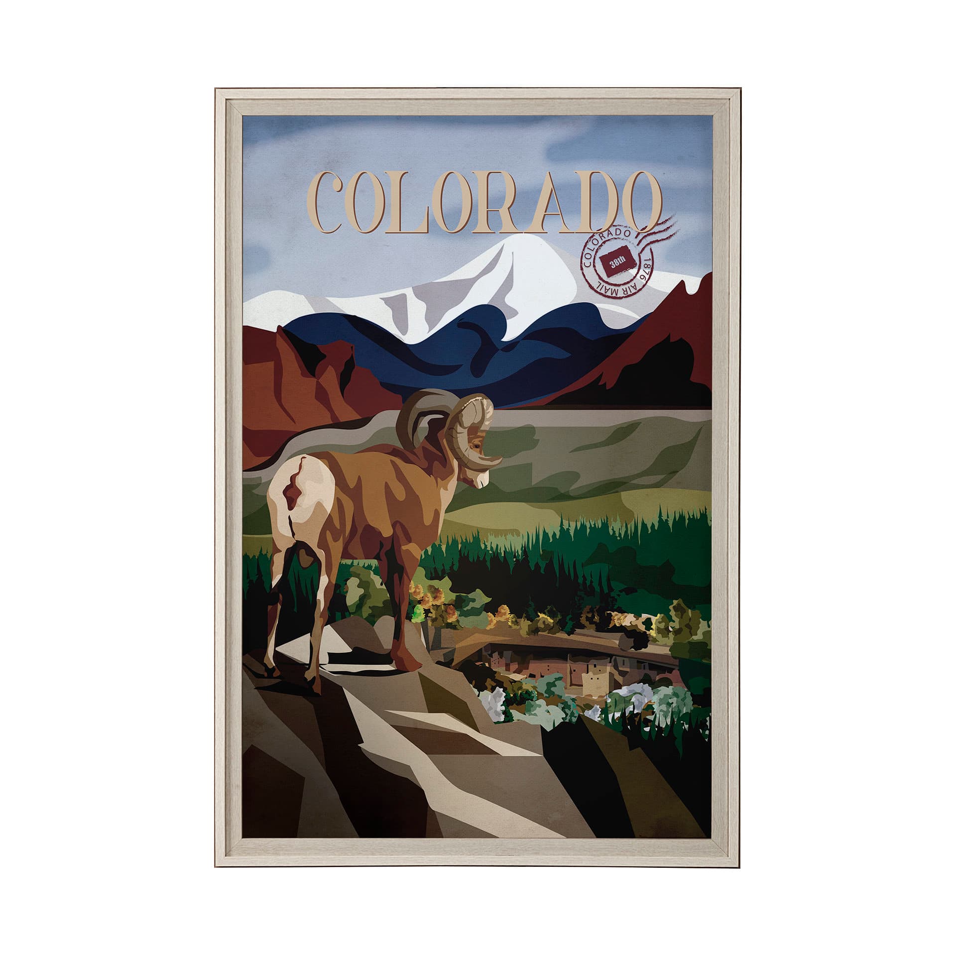 Colorado Go USA (XL) by Mercana Studio a Hand Embellished Decograph Framed Art Print under Glass — product photograph