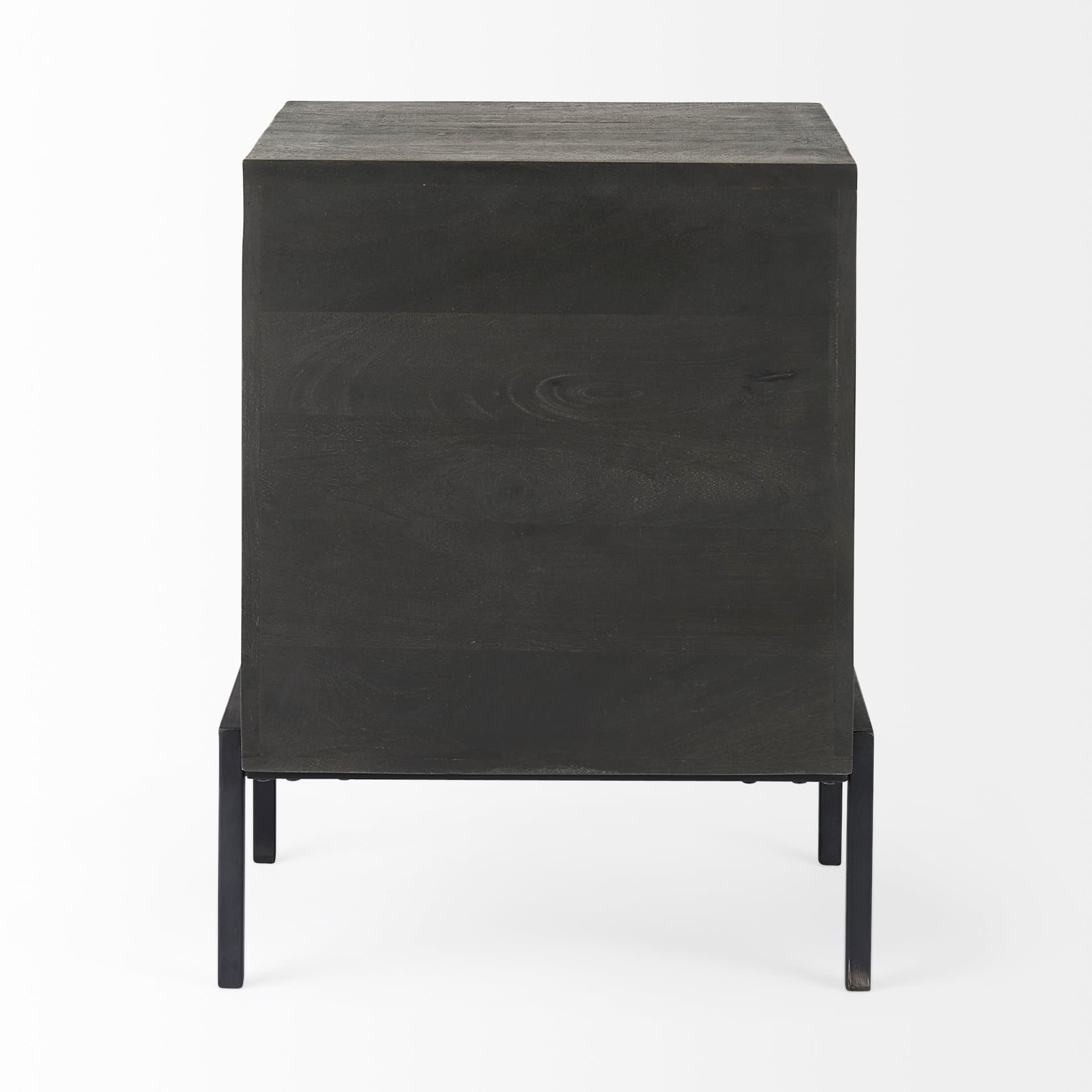 Arelius 20L x 18W x 26H Black-Brown Wood W/ Black Metal Frame End/Side Table — product photograph