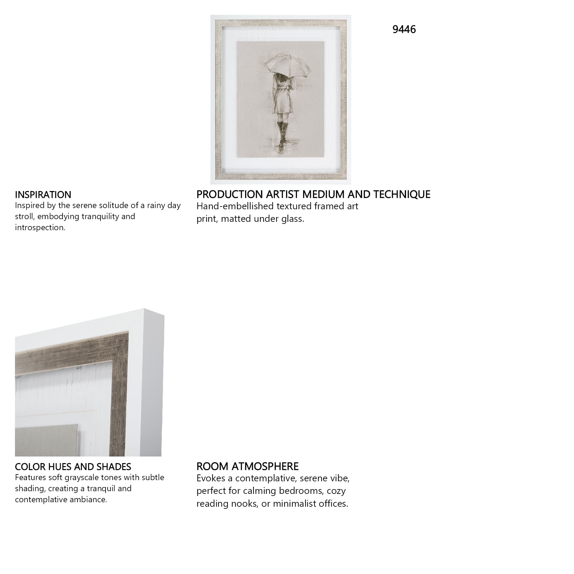 Rainy Day Rendezvous by Mercana Studio Hand Embelished Textured Framed Art Print Matted under Glass — in a styled room