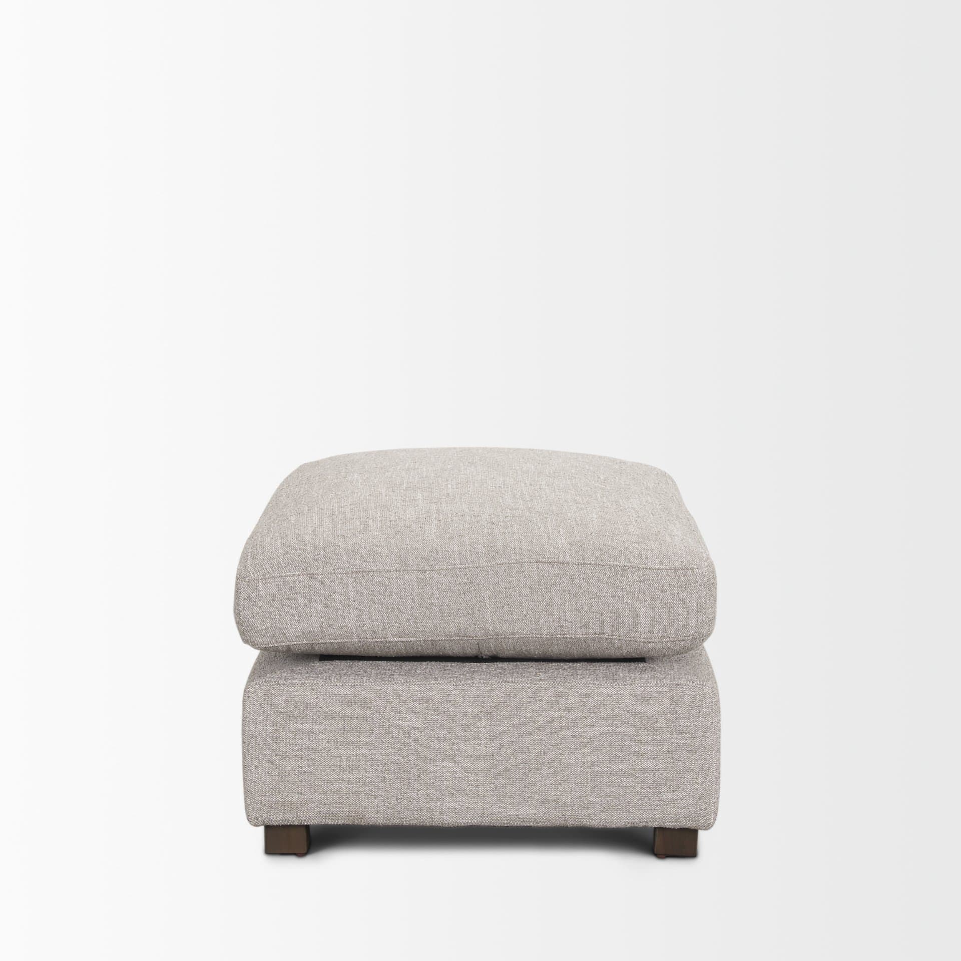 Halston Small Ottoman Light Gray Performance Fabric — product photograph