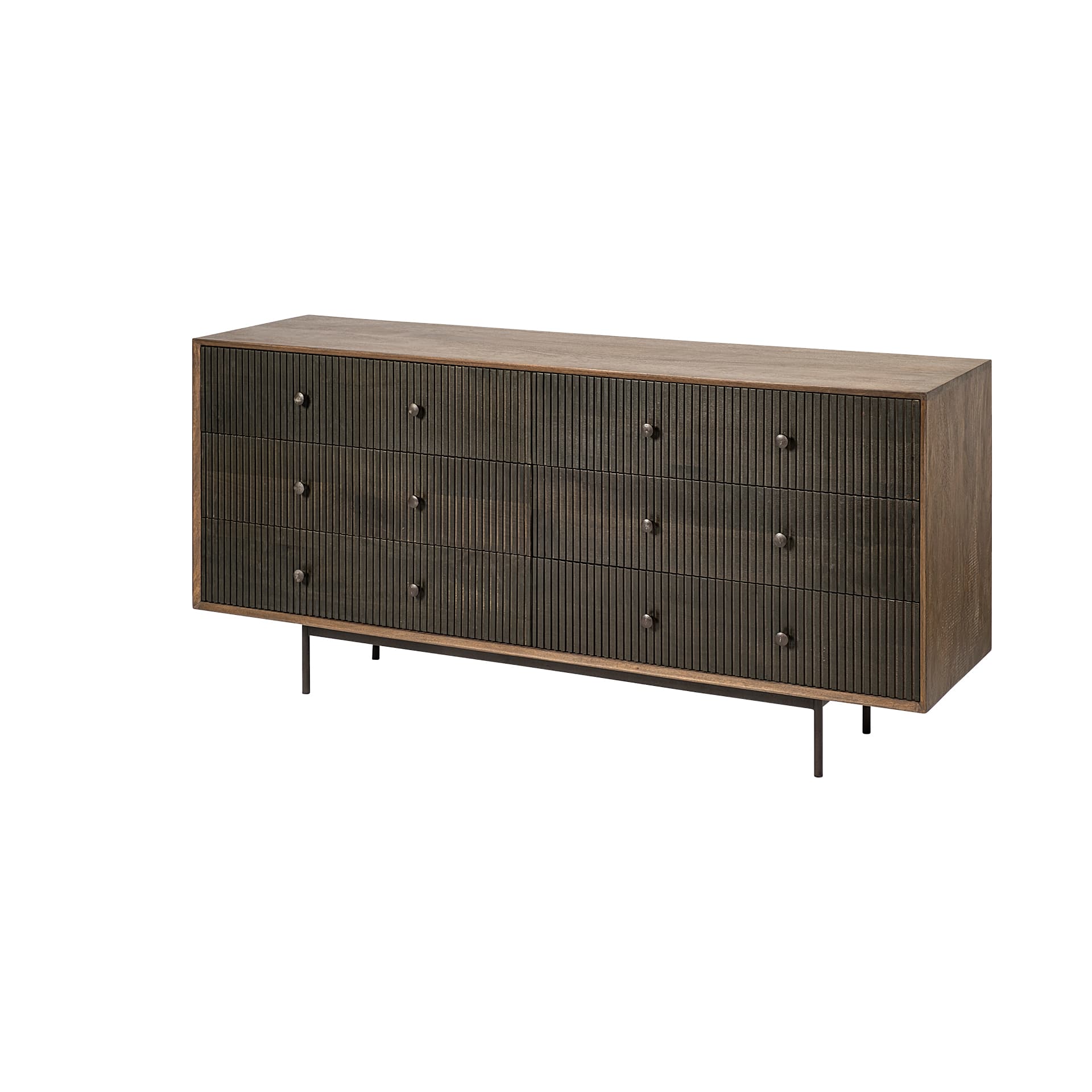 Grace 70Wx18.5Lx31.25H Two-Tone Brown Solid Wood 6 Drawer Sideboard — product photograph