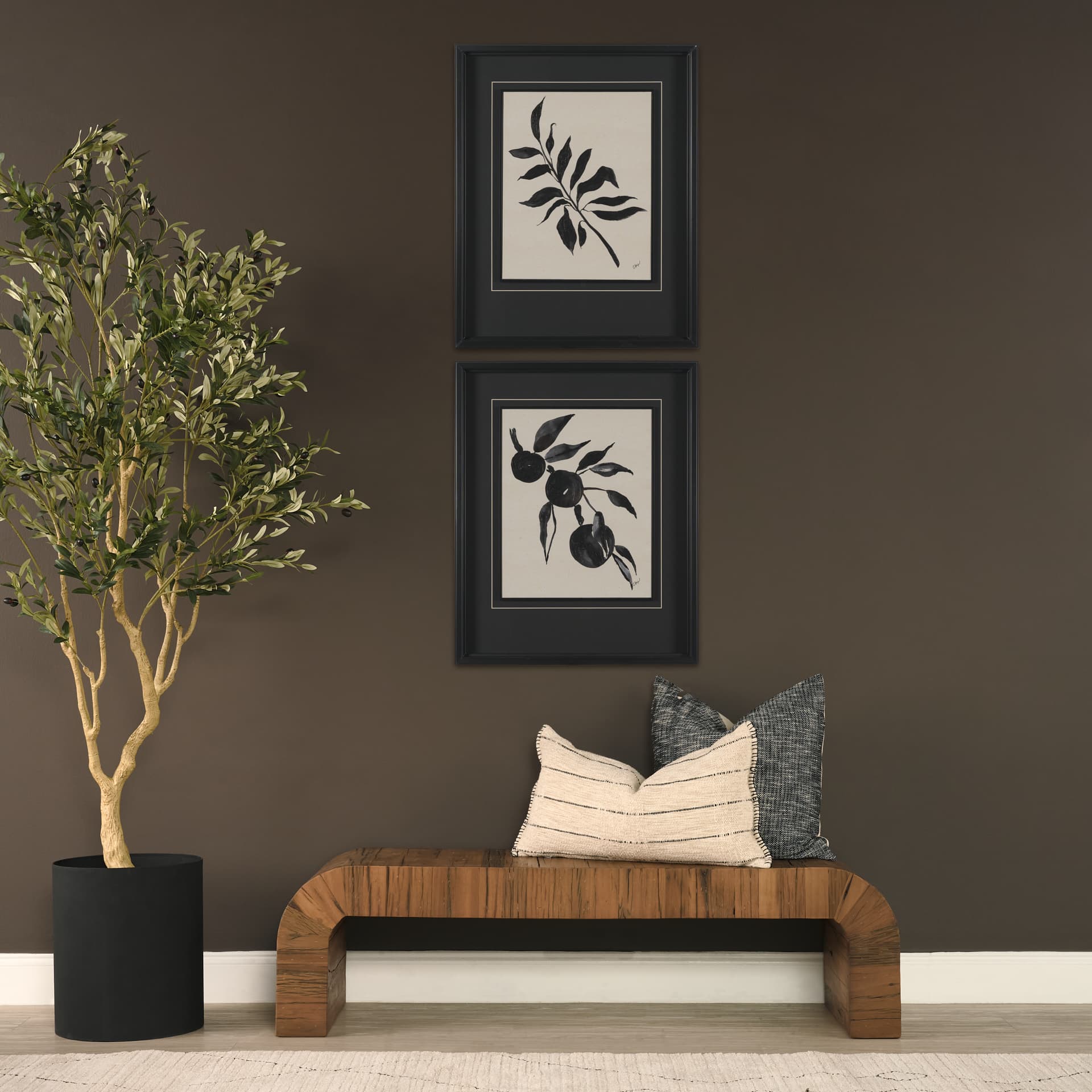 Orange Tree by Cristina Bartl Villa Hand-Embellished Textured Framed Artwork Matted under Glass — product photograph