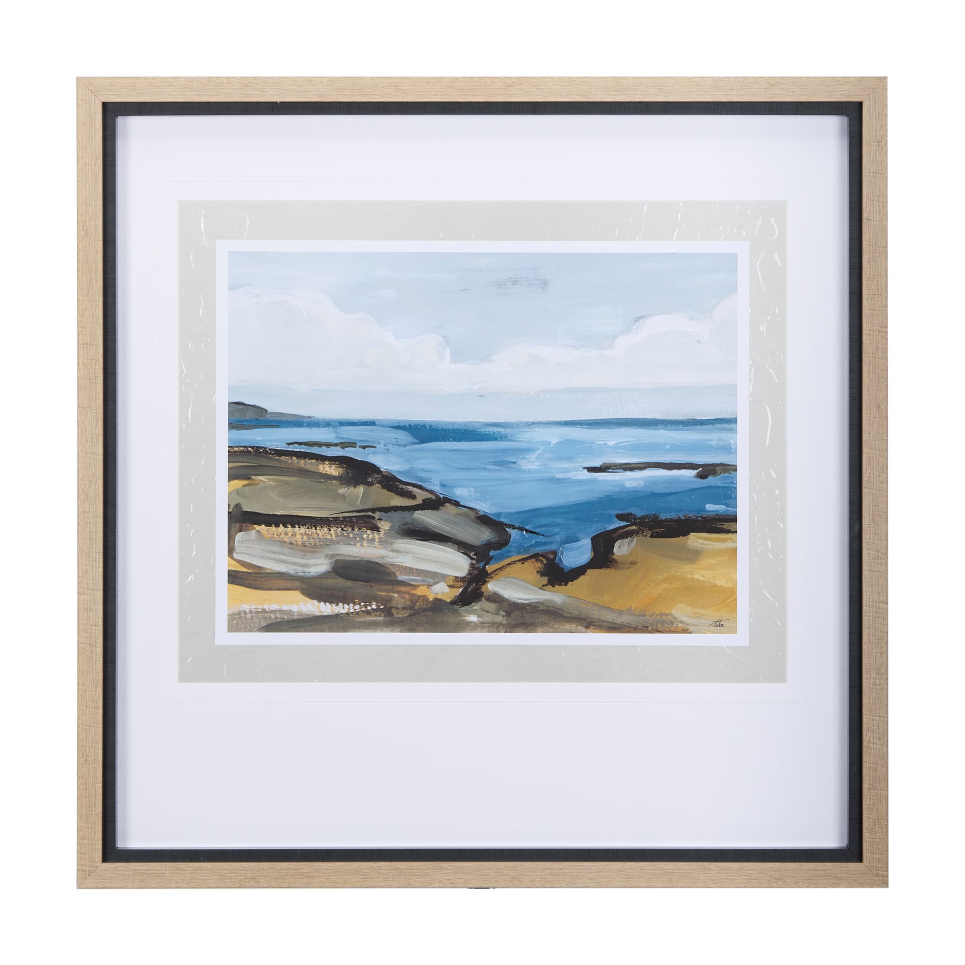 Grey Sky I by Mercana Studio a Hand Embellished Textured Framed Art Print Matted under Glass — product photograph