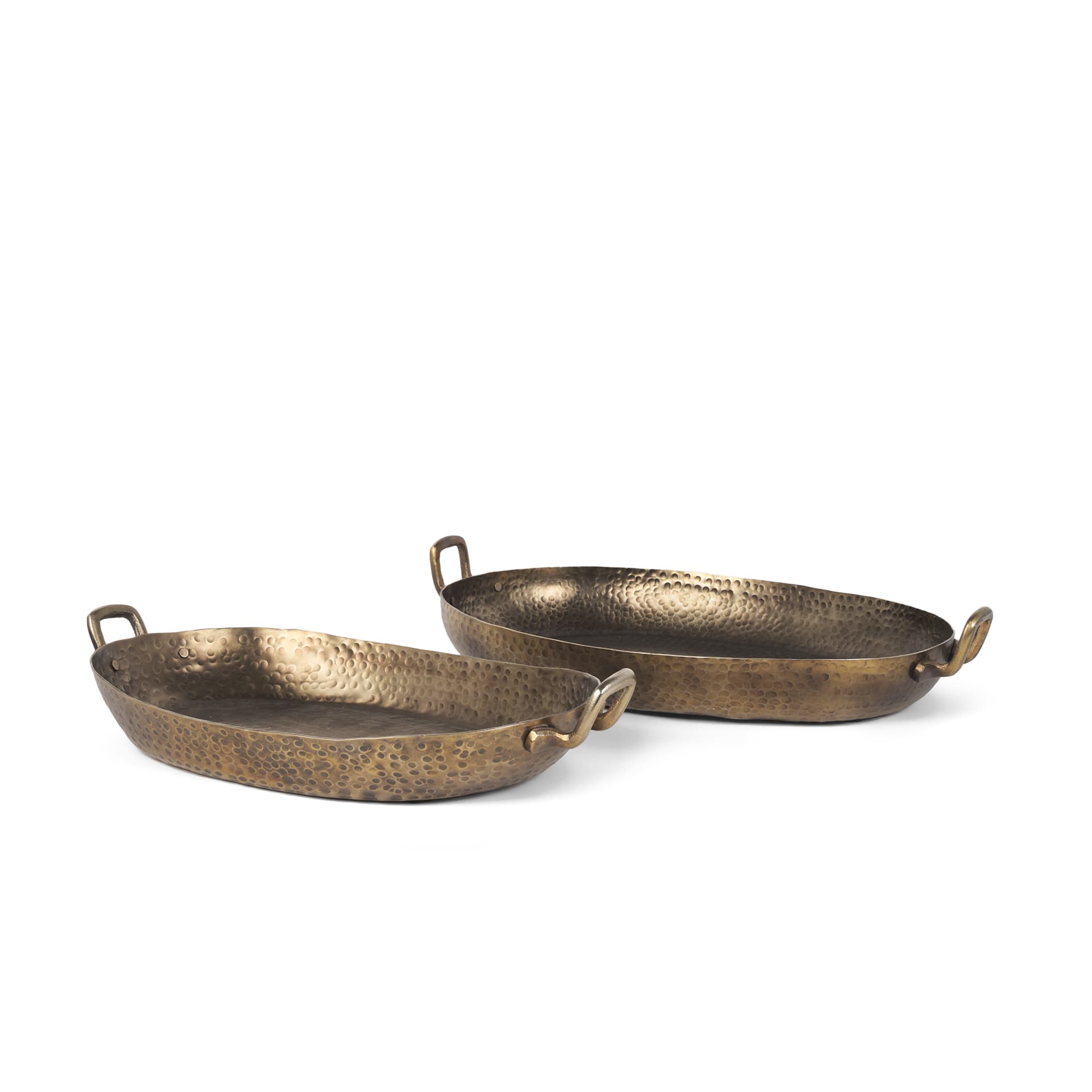 Pama Hammered Gold Metal Decorative Trays (Set of 2) — product photograph