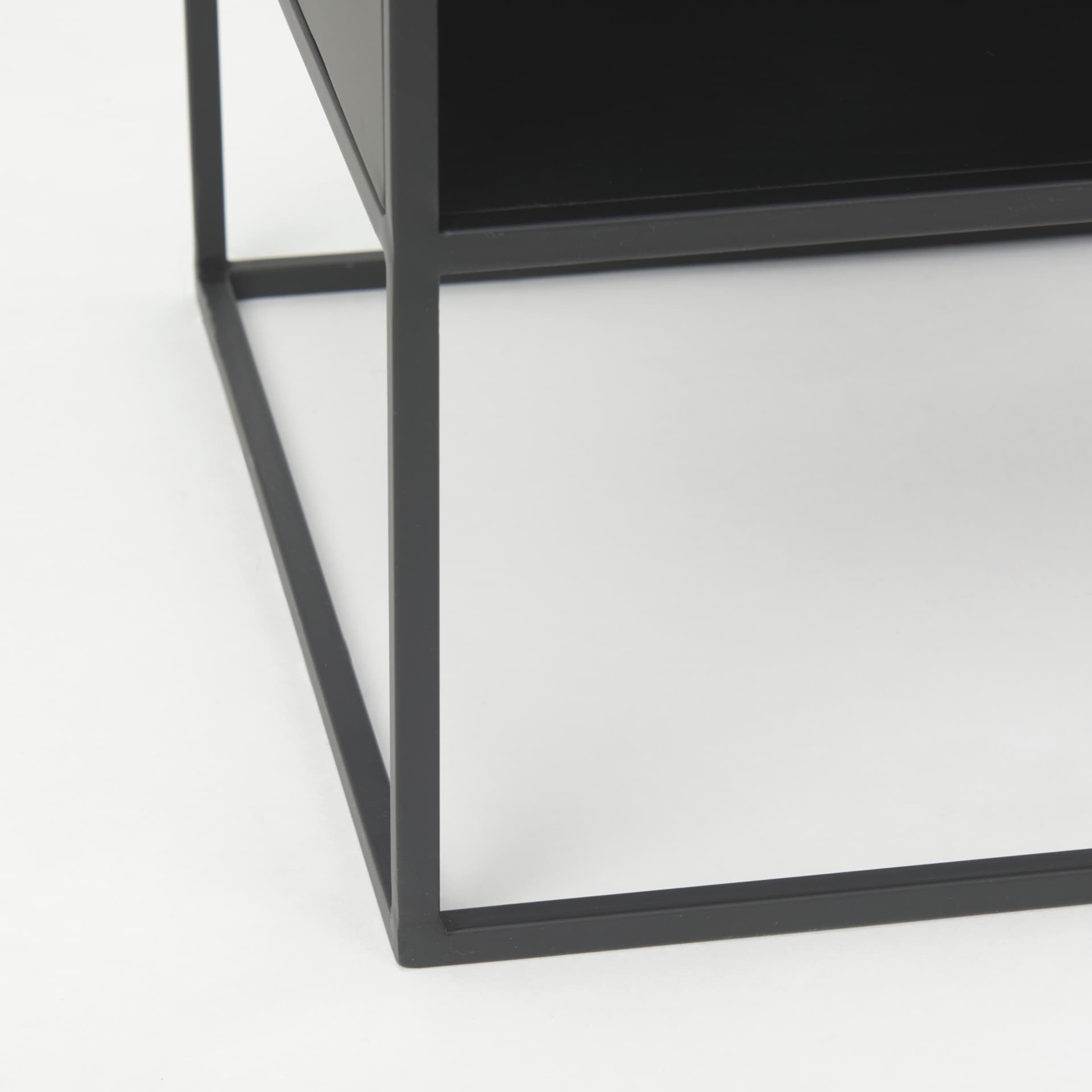 Samson 15.7L x 15.7W x 21.3H Side Table Matte Black Metal and Glass — product photograph