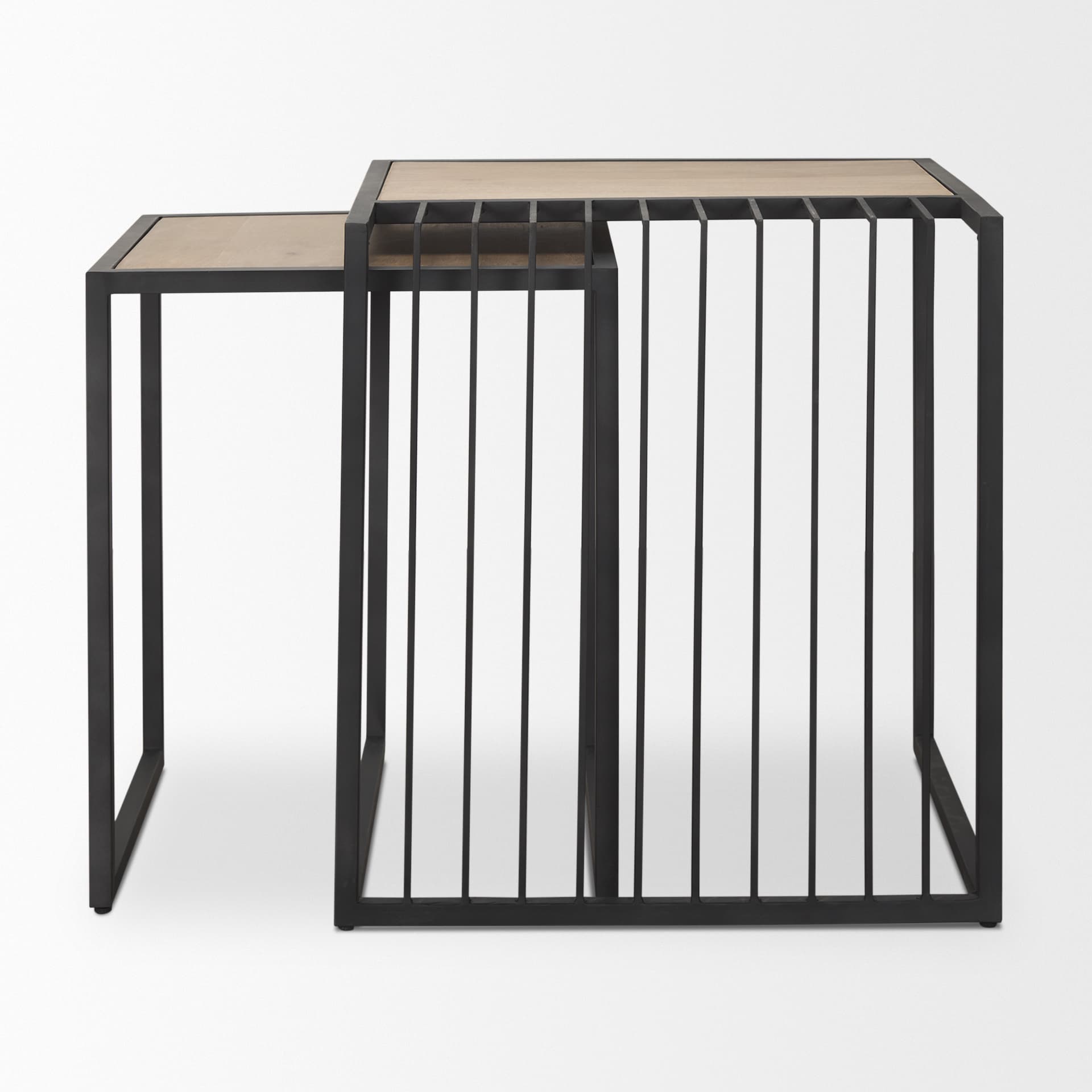 Miles Black Metal w/ Light Wood Nesting End/Side Table — product photograph