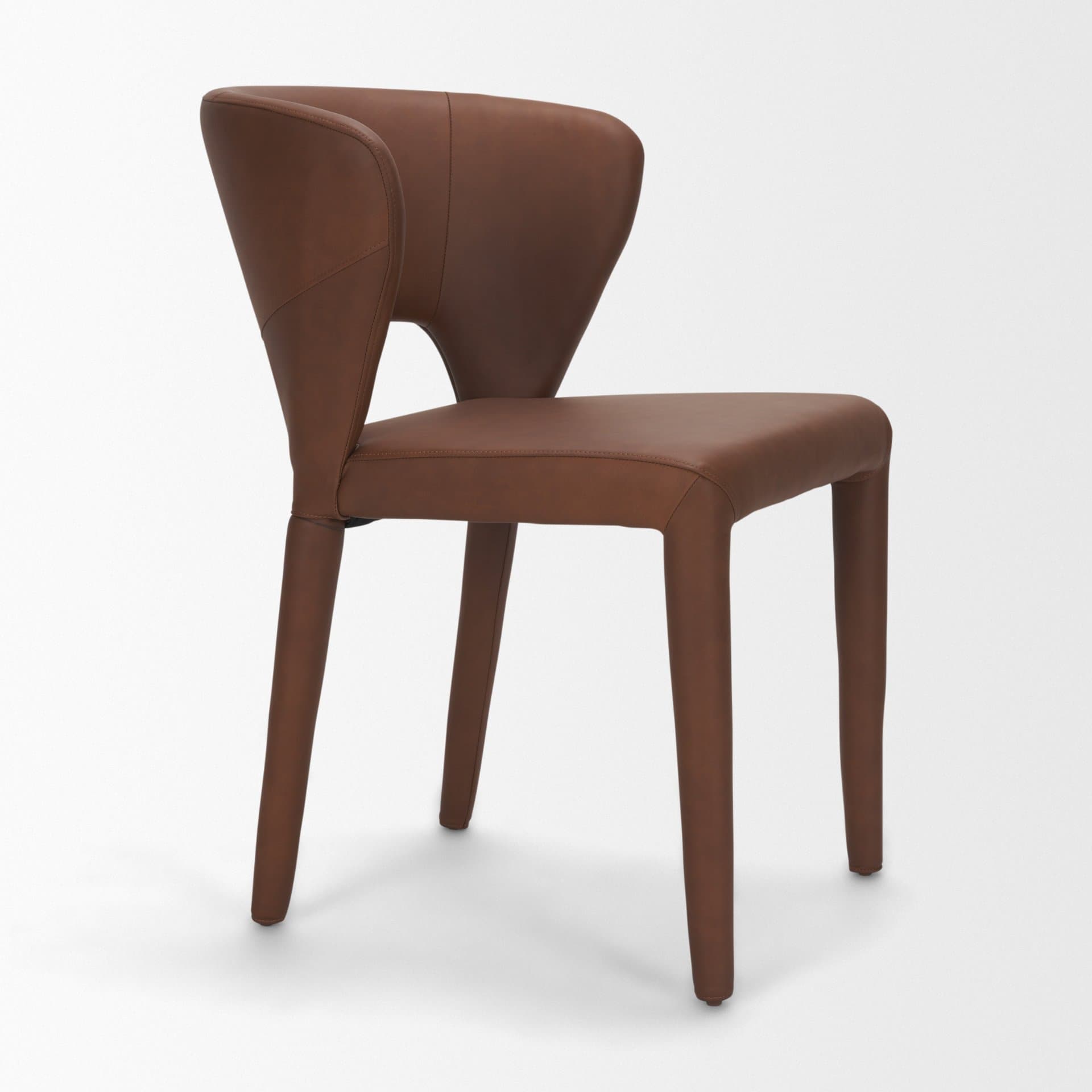 Marek Wingback Dining Arm Chair | Nutmeg Leather w/ Wood — product photograph