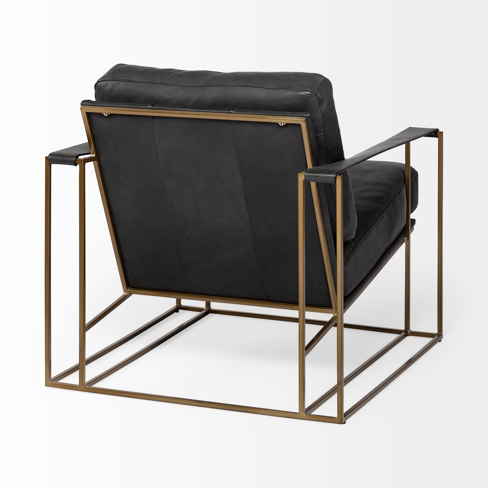 Watson Black Leather Wrap Gold Metal Frame Accent Chair — product photograph