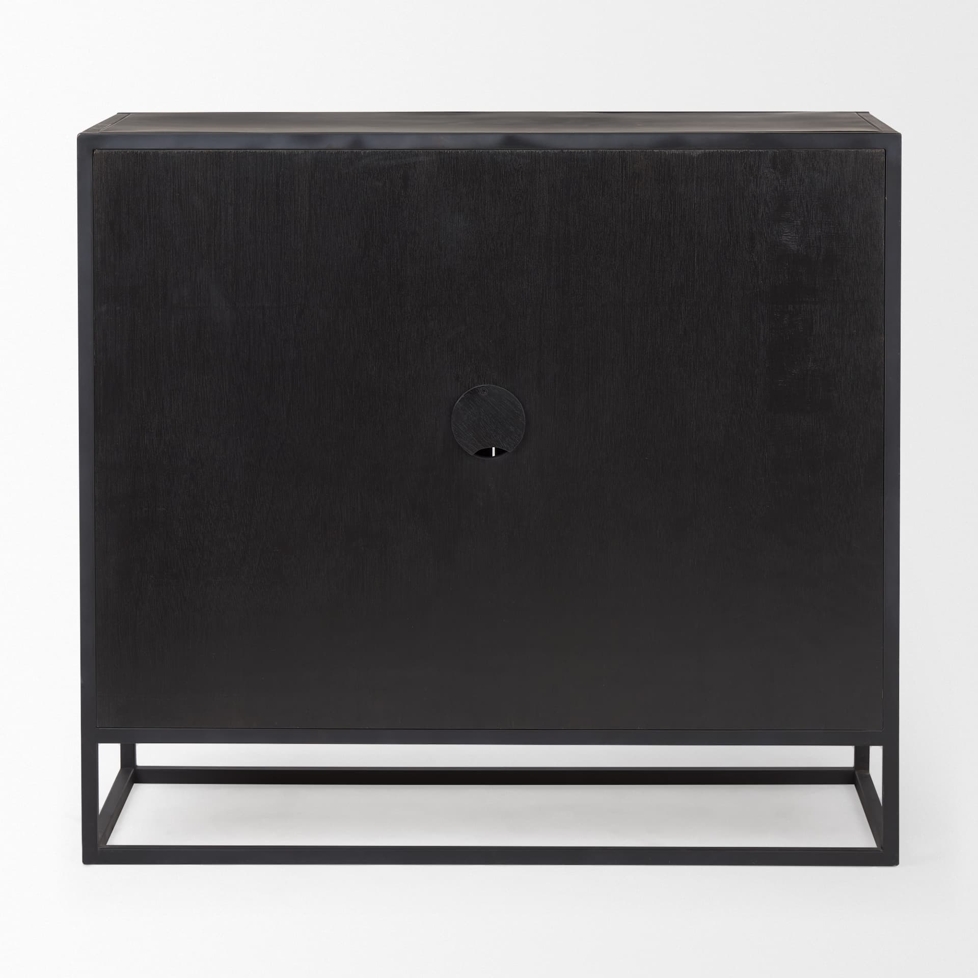 Sloan 40.0W Black Wood W/Black Metal Frame Accent Cabinet — product photograph