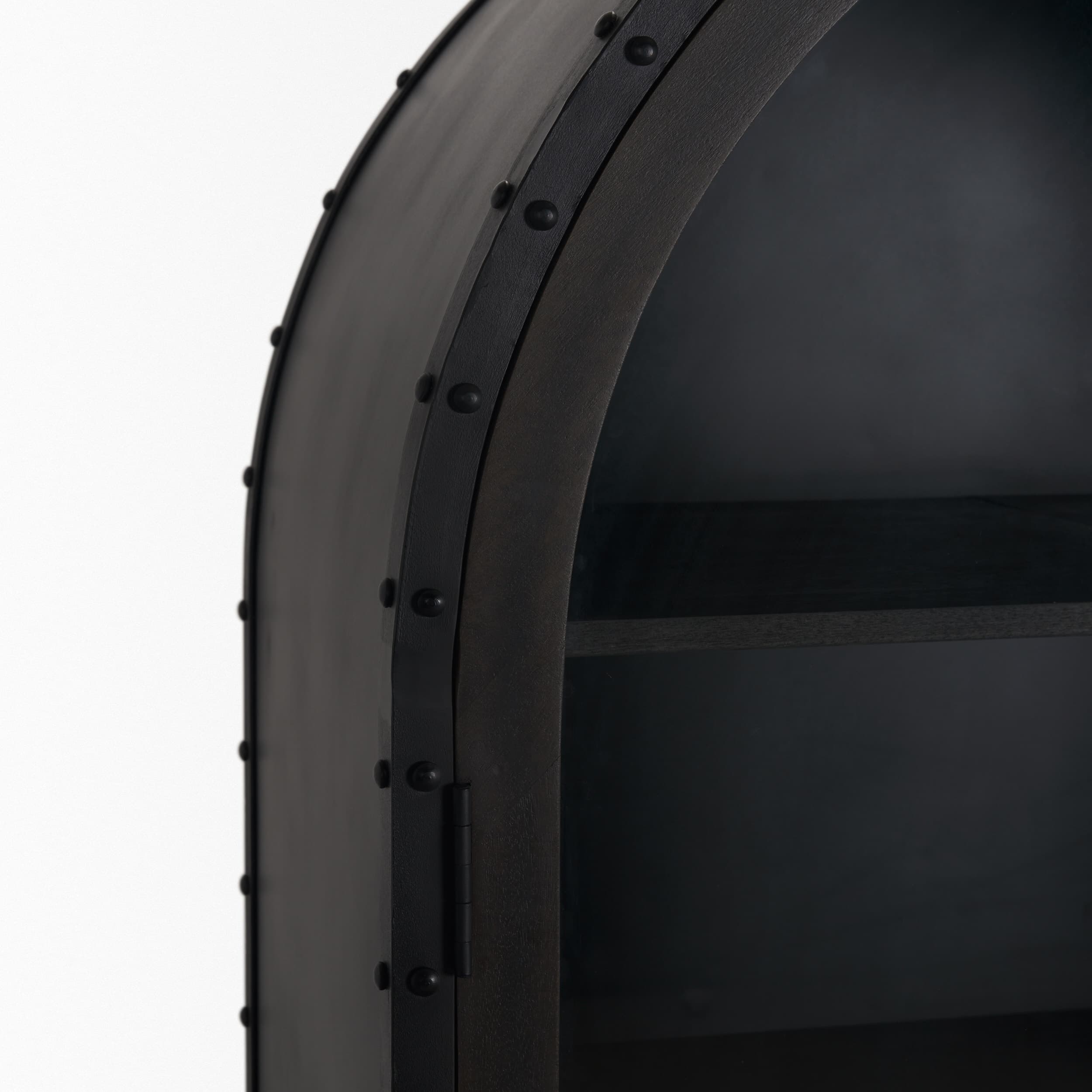 Gehry 72.3" H Dark Brown Metal Brown Wood and Glass Door Display Cabinet — product photograph
