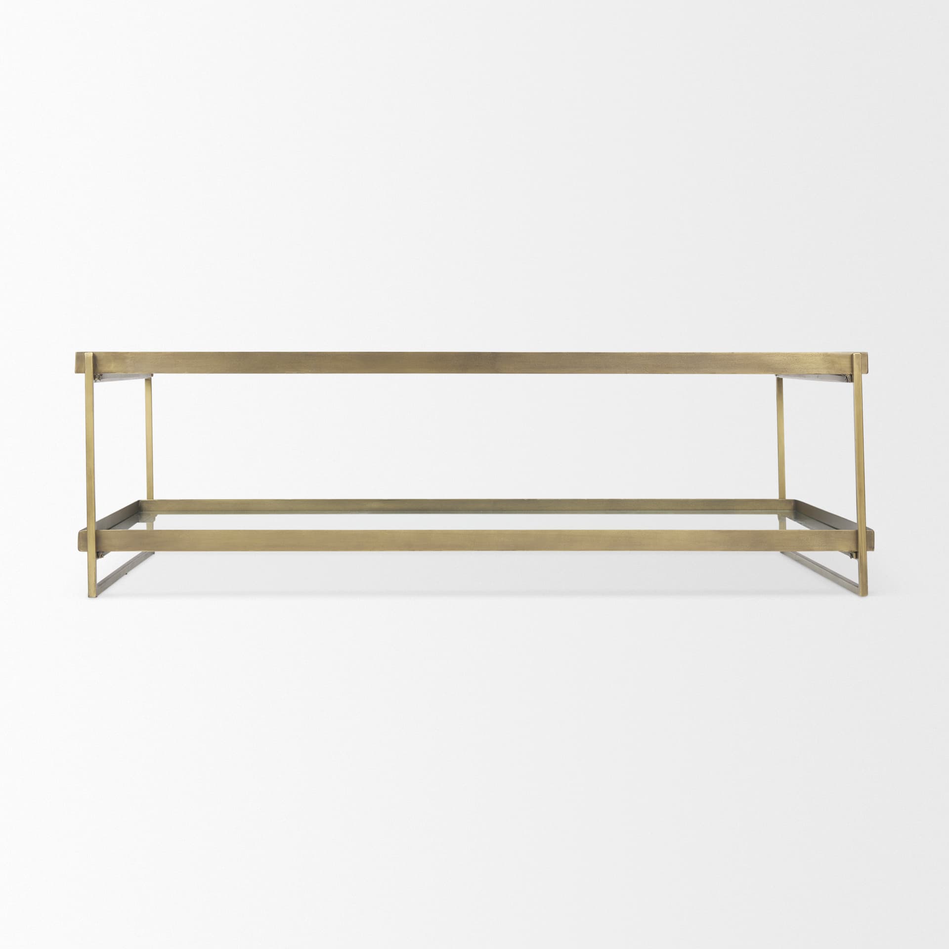 Trey 56.0L x 32.0W x 17.0H Gold Metal W/Glass Coffee table — product photograph