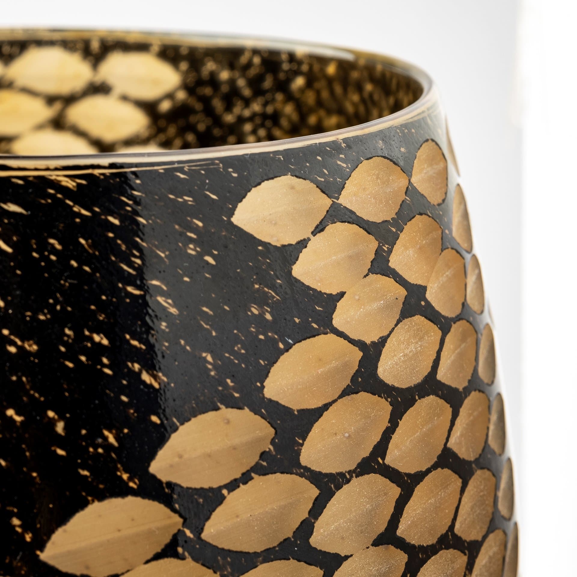 Mojave Large Black and Gold Detail Glass Vase — product photograph