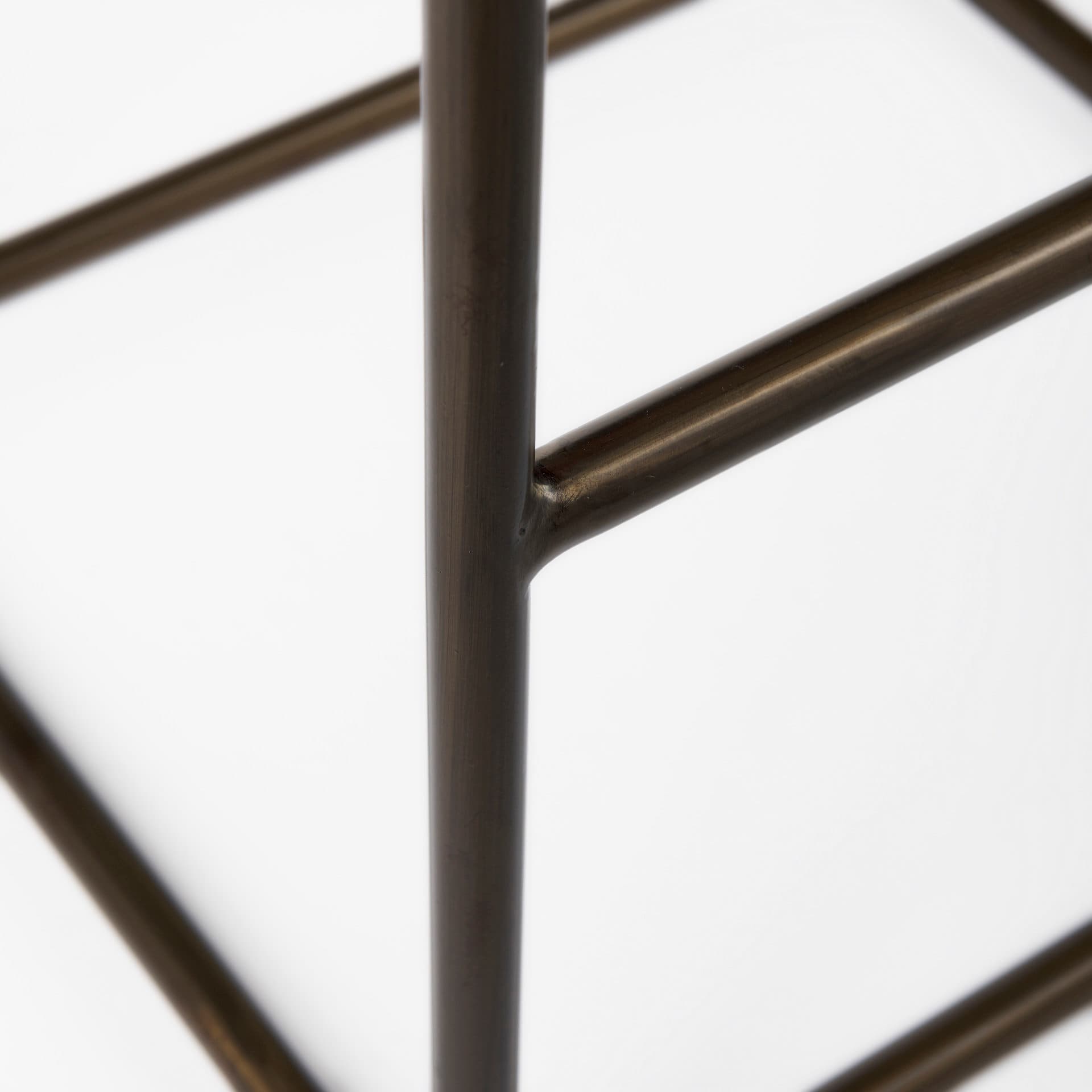 Clarissa Backless 30.25in Seat Bar Stool | Black Leather w/ Gold Metal — product photograph