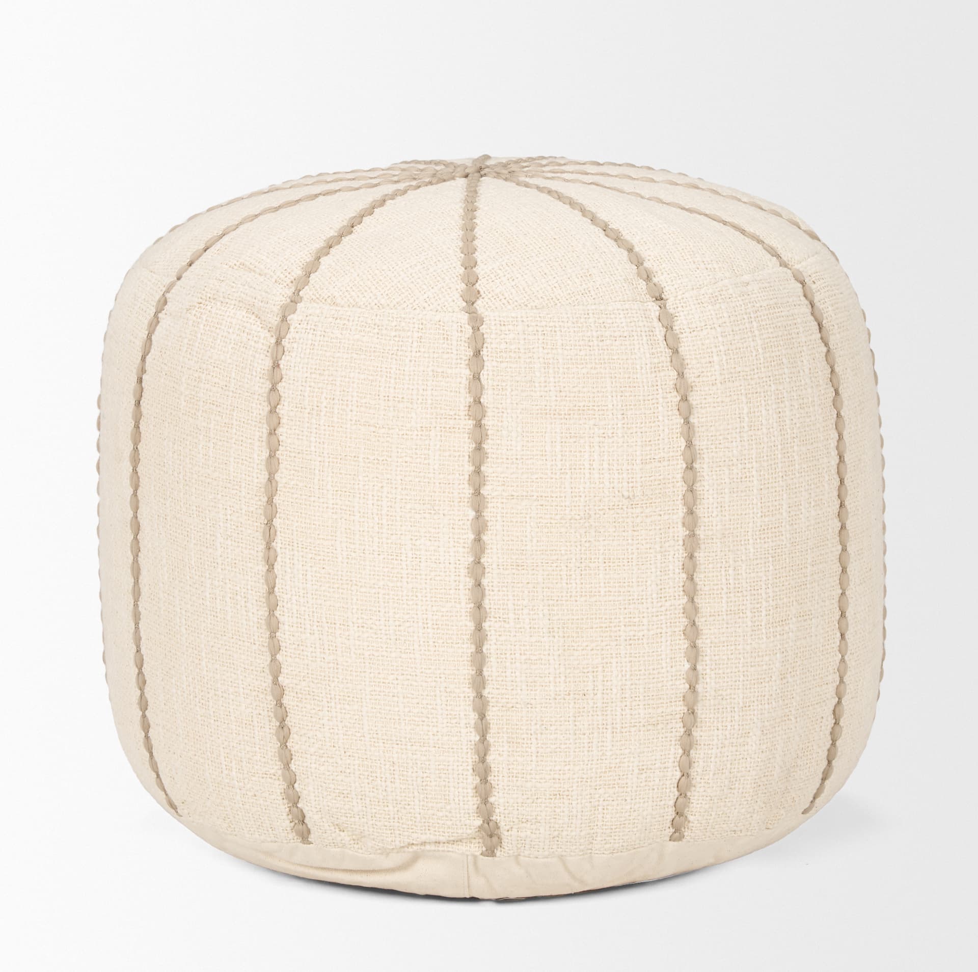 Sachi Beige w/ Stitching Pouf — product photograph