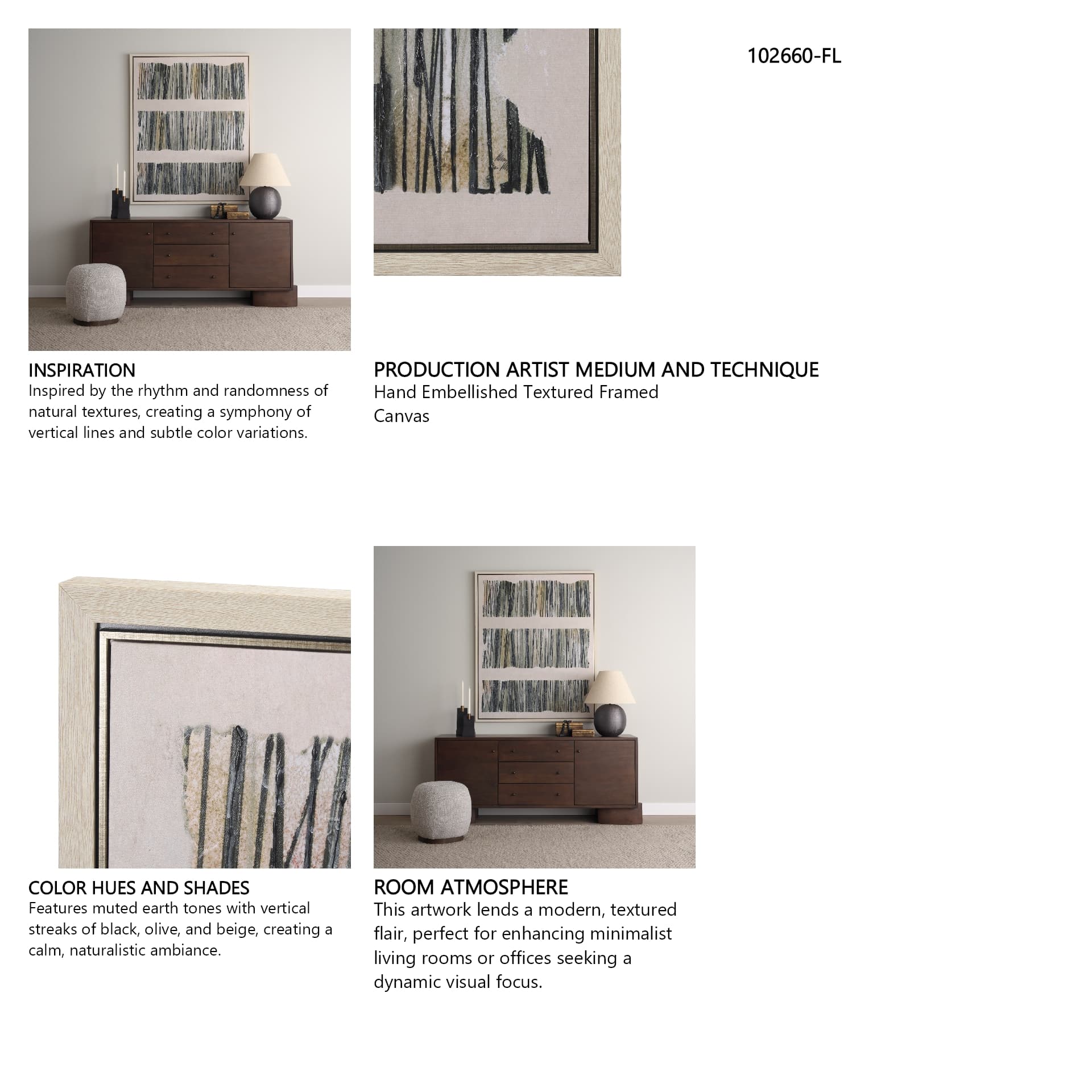 Strand by Mercana Studio a Hand Embellished Textured Framed Canvas — in a styled room