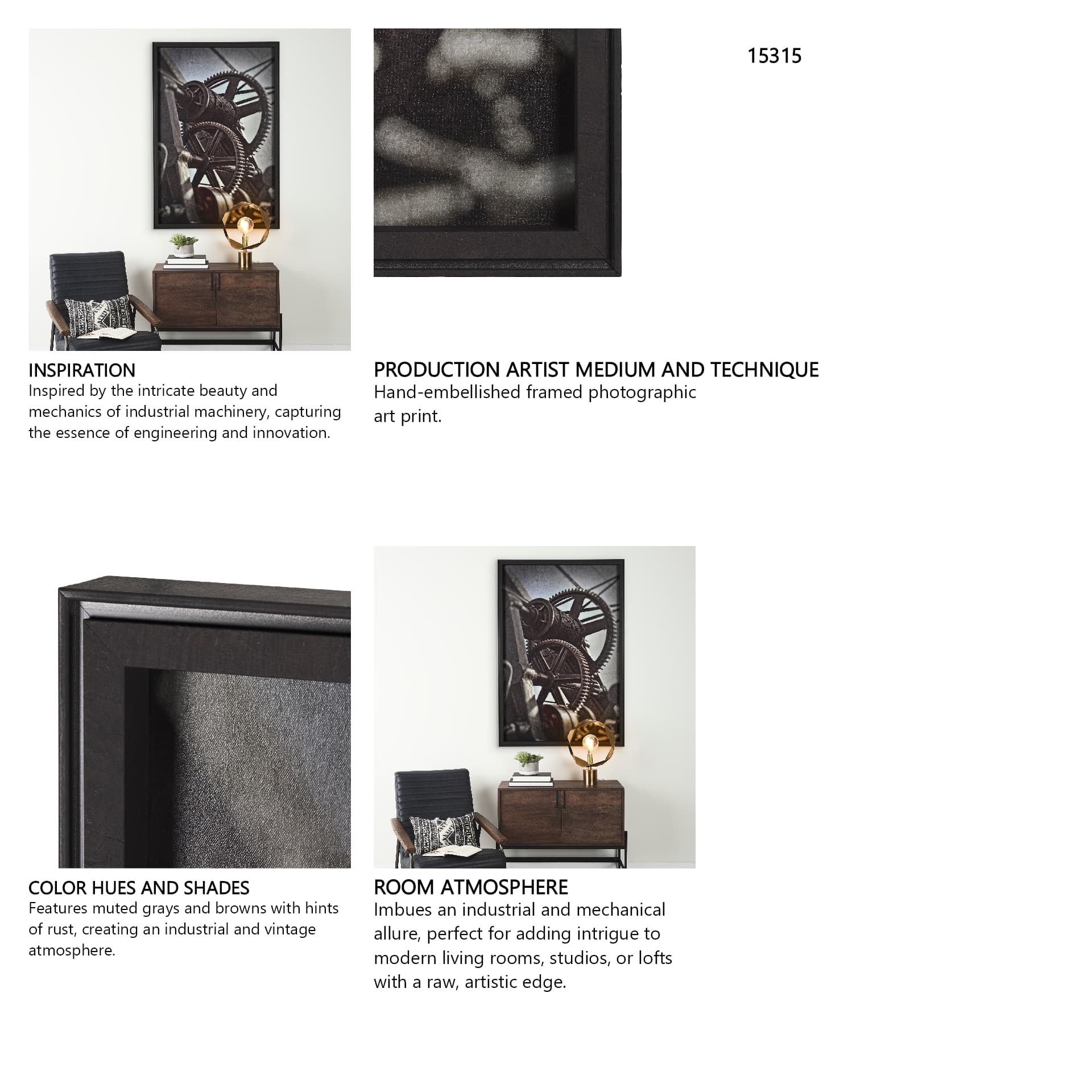 Industrial Collect - Motion by Michael Banks a Hand Embellished Textured Framed Photo Art Print — in a styled room