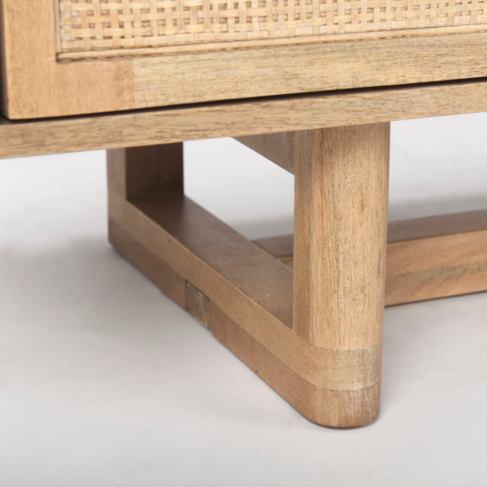 Grier 65" Light Brown Wood w/ Cane Media Console — product photograph
