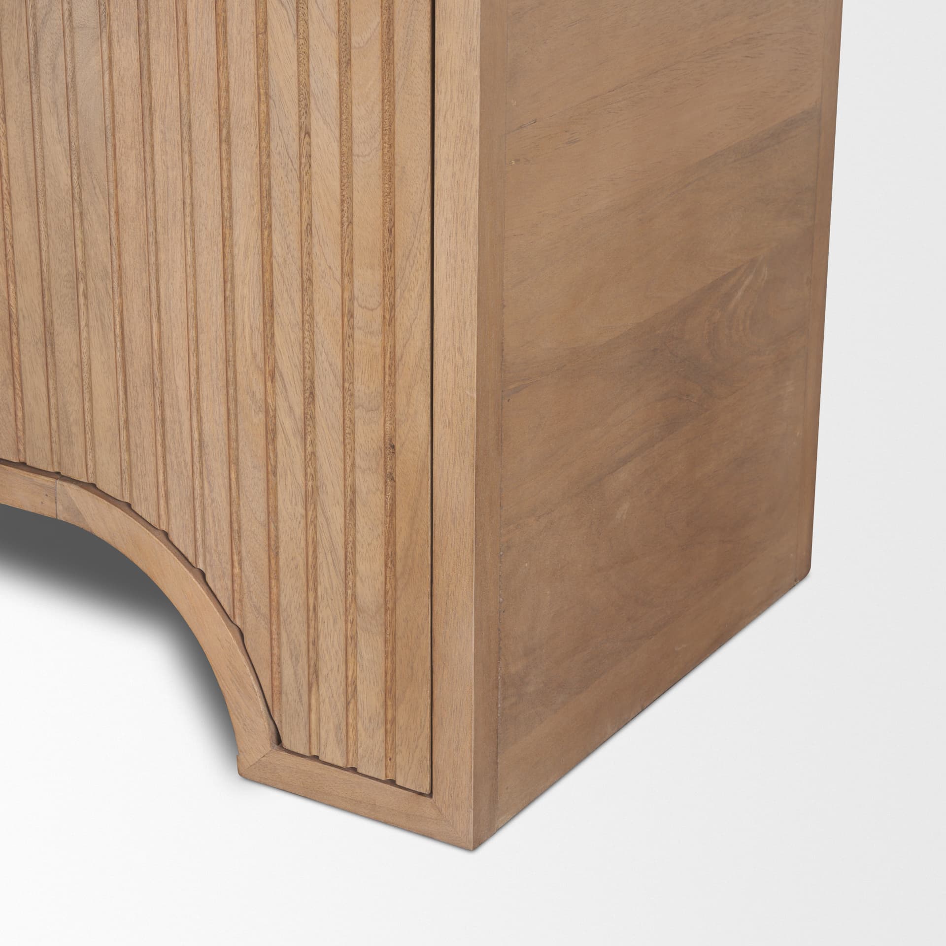 Sorina Reverse Fluted Light Brown Wood Curio Cabinet — product photograph