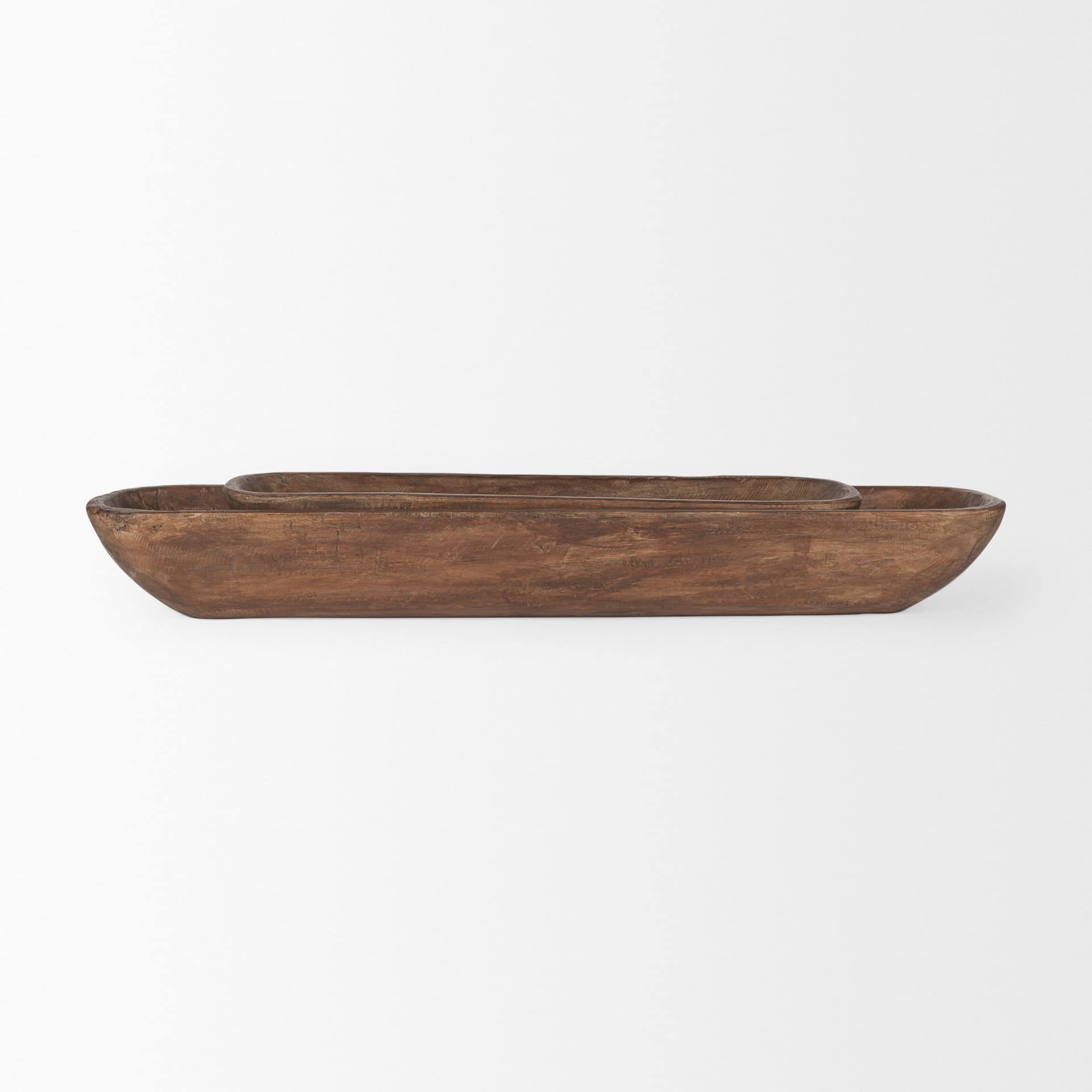 Athena Set of 2 Extra Large Medium Brown Reclaimed Wood Trays — product photograph