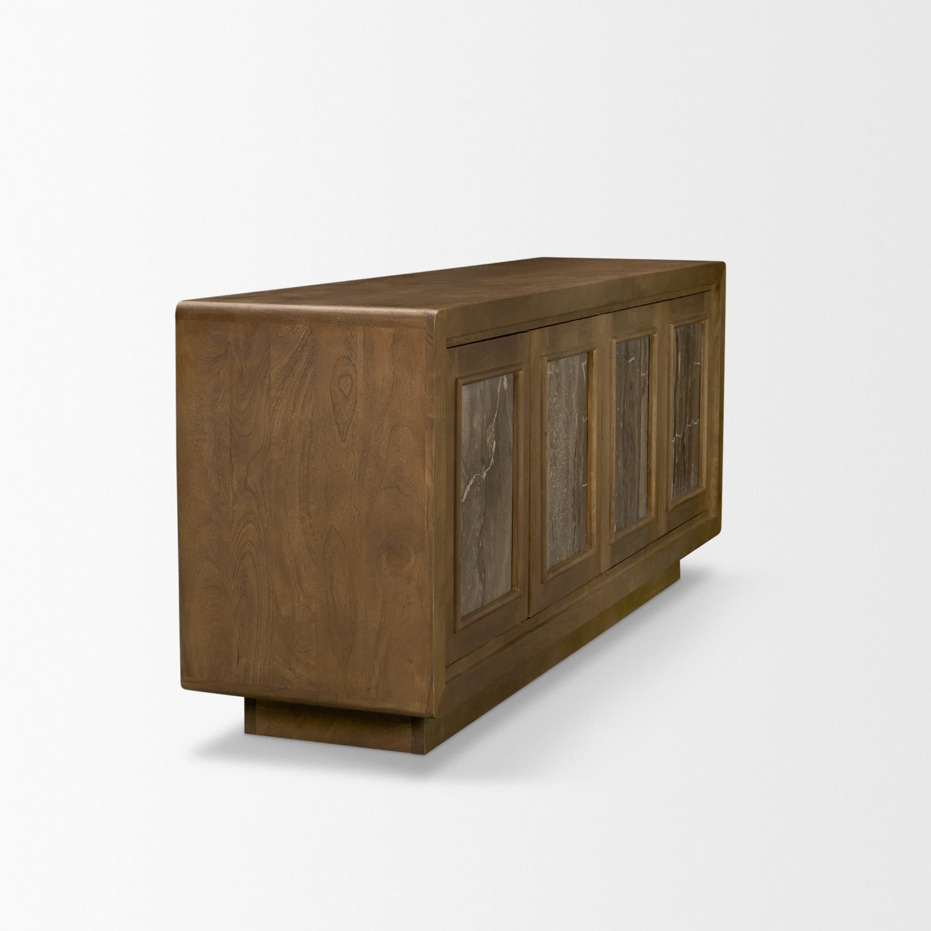 Valterra Dark Brown Wood w/ Cappuccino Marble 4 Door Sideboard — product photograph