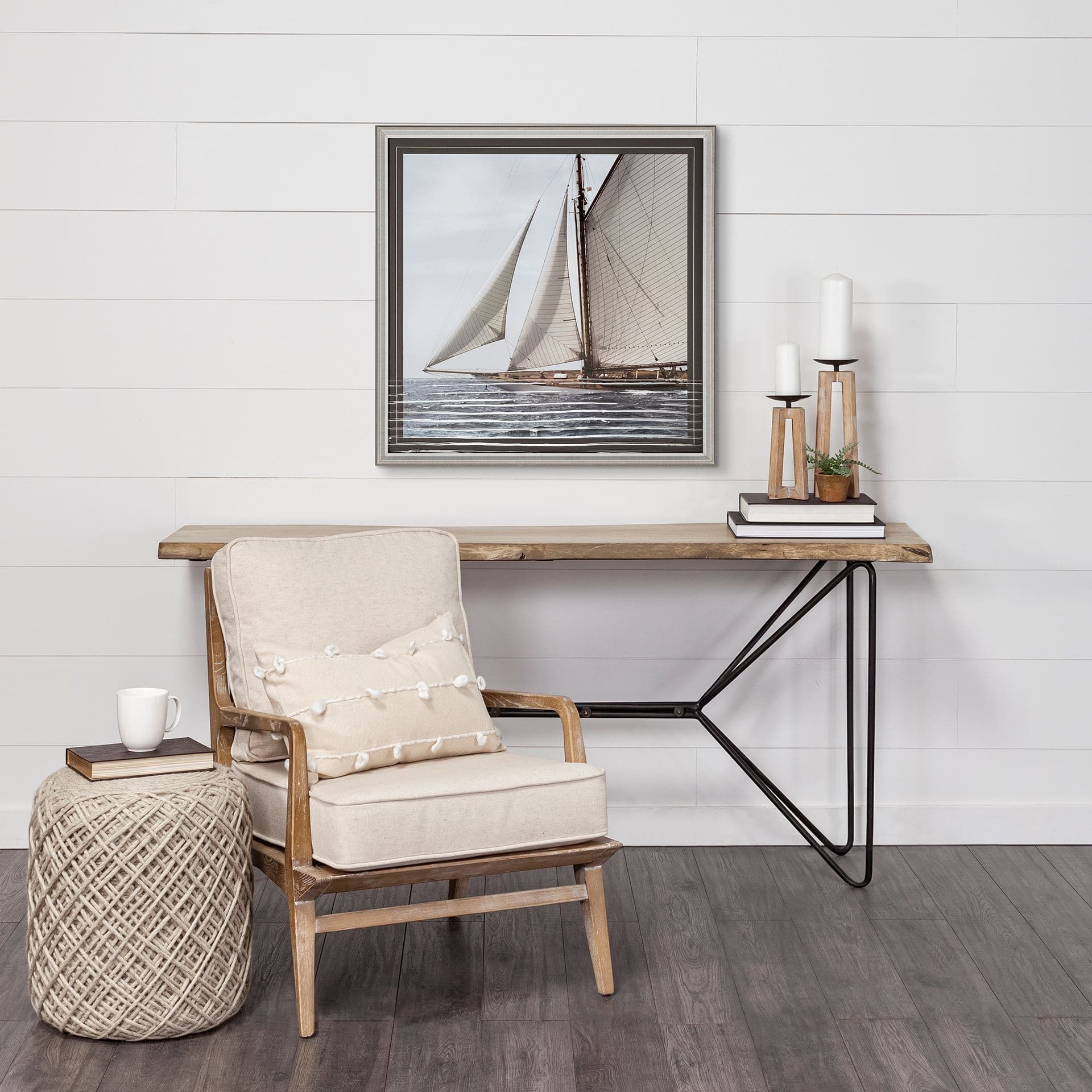 Sailing South by Jorge Llovet a Hand Embellished Textured Framed Photo Art Print Matted under Glass — in a styled room